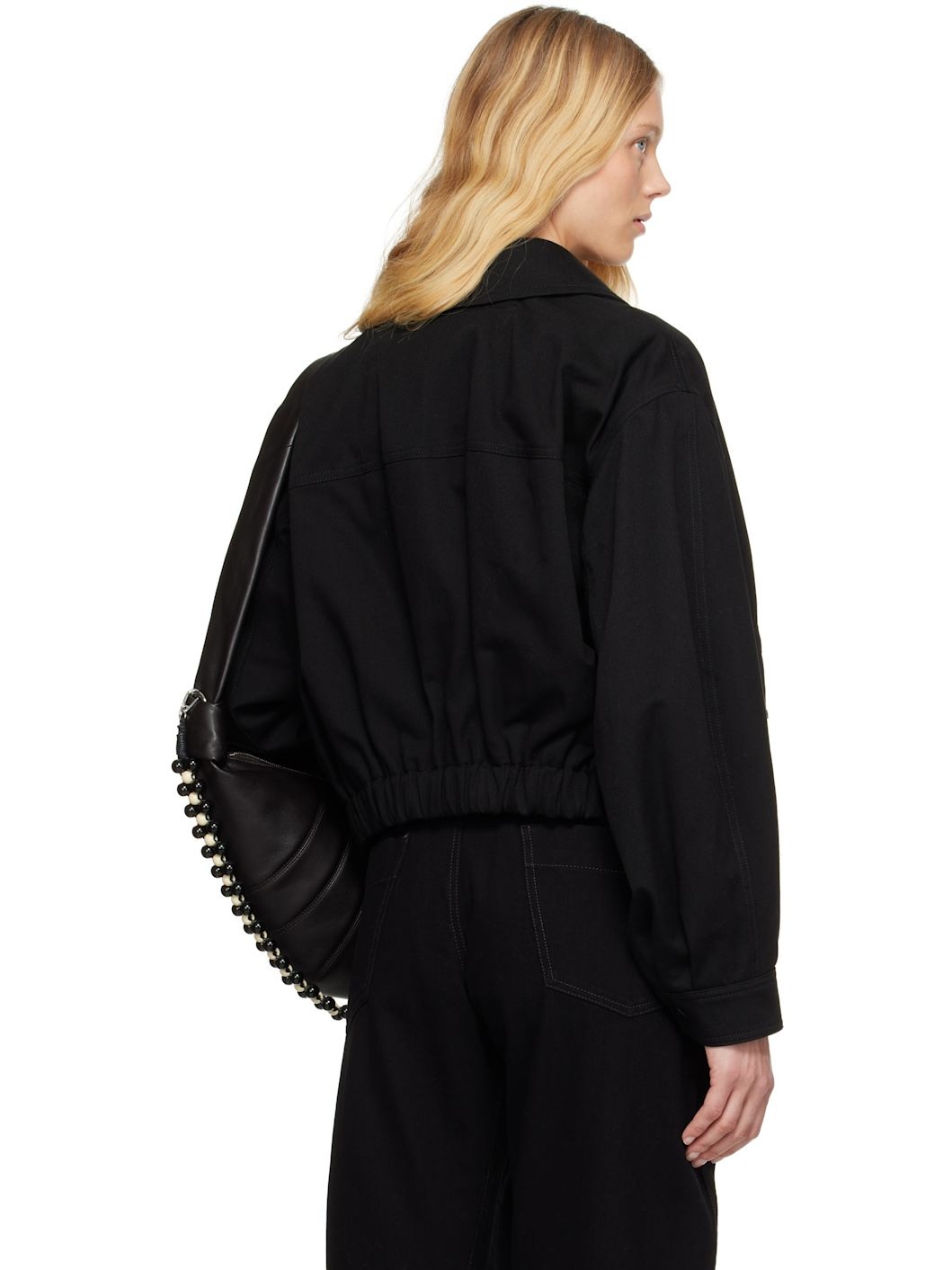 Black Short Bomber Jacket - 3