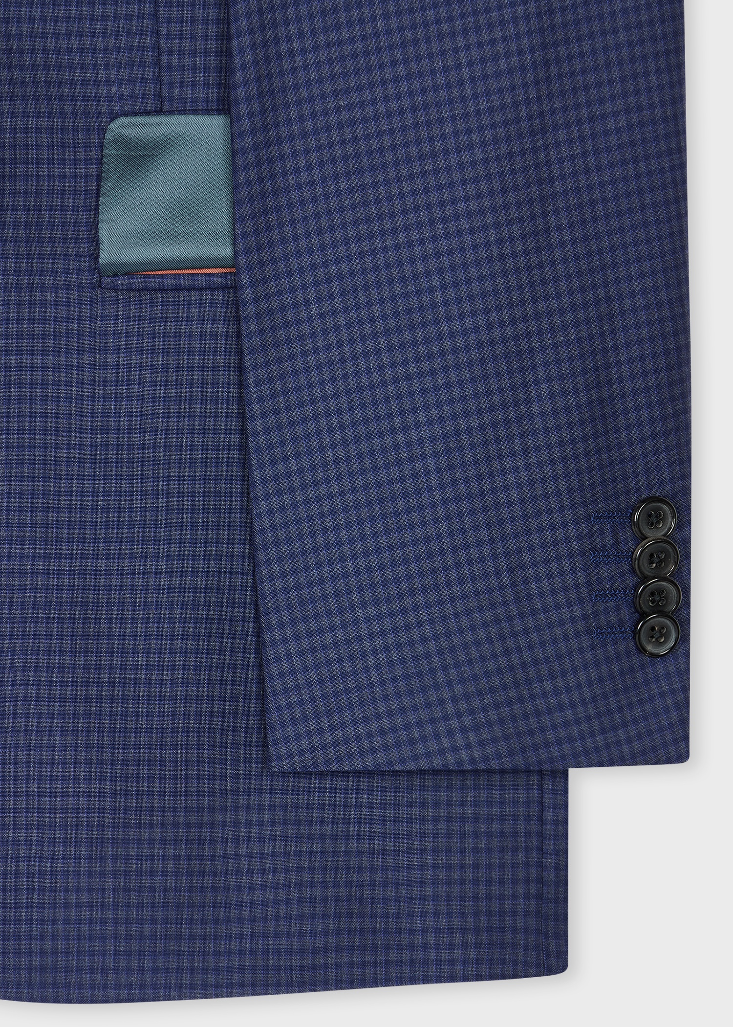 The Soho - Tailored-Fit Dark Blue Gingham Wool Suit - 3