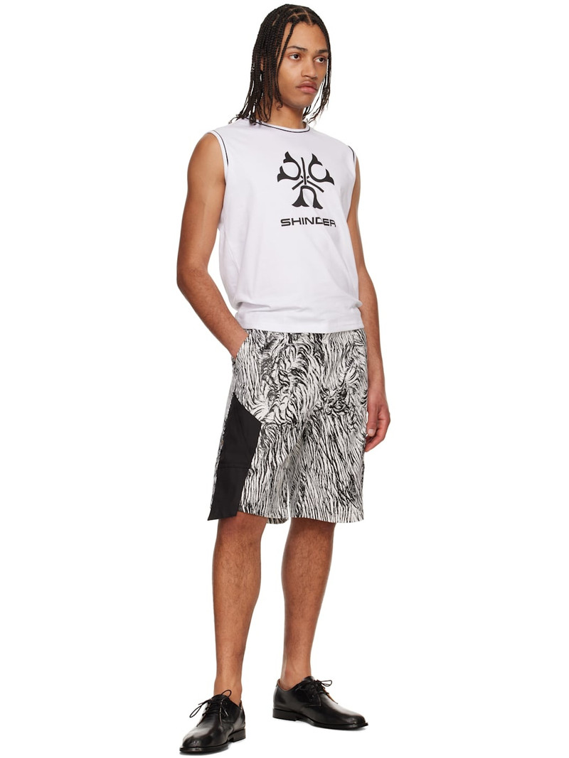 OLLY SHINDER White & Black Gardiner Shorts outlook