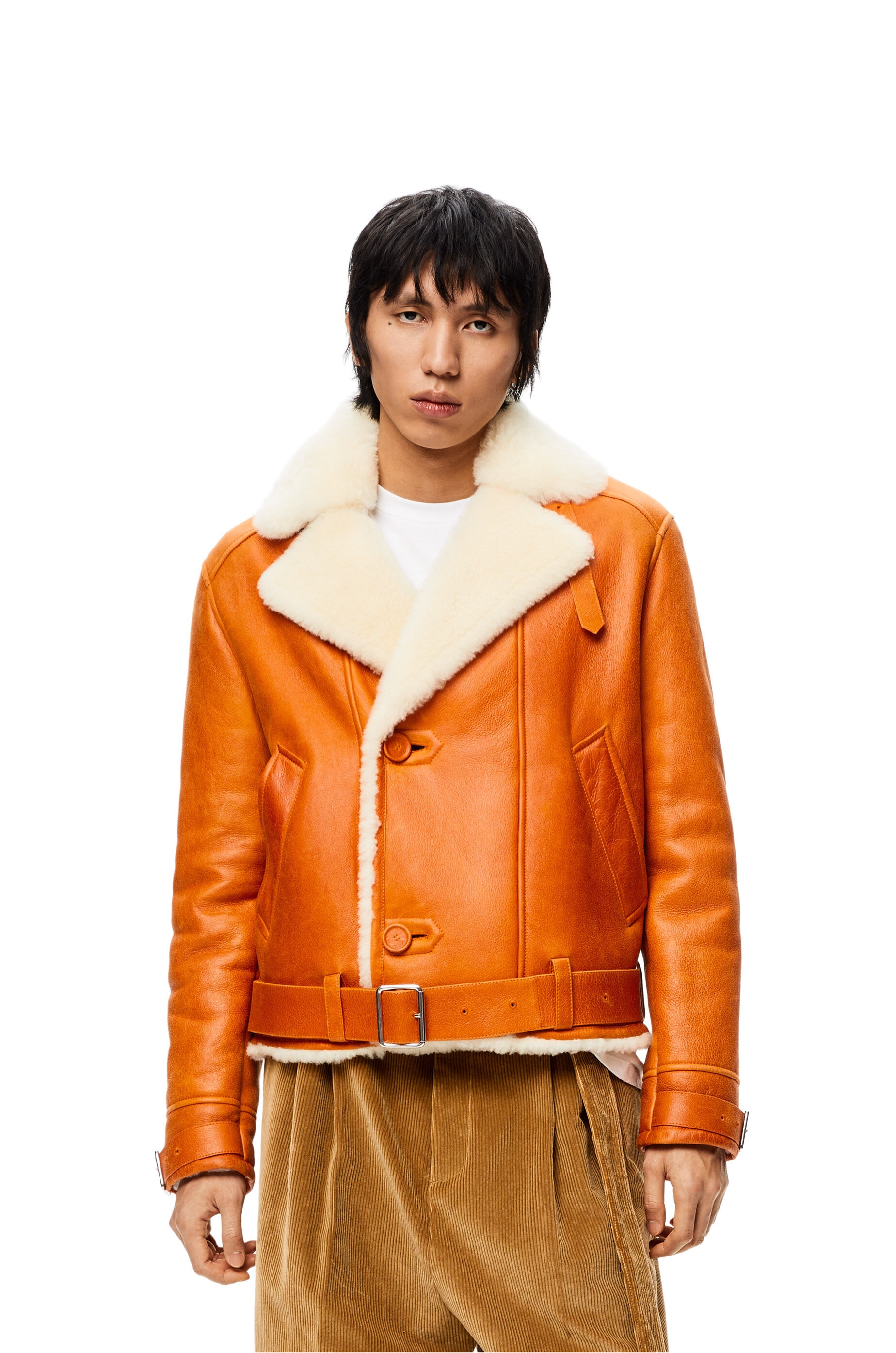 Belted jacket in shearling - 3