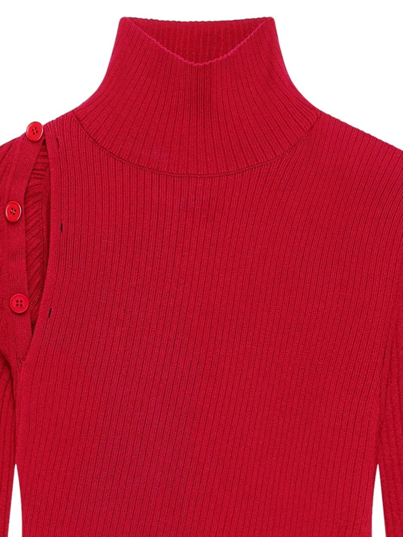 courrèges button-embellished ribbed turtleneck sweater outlook