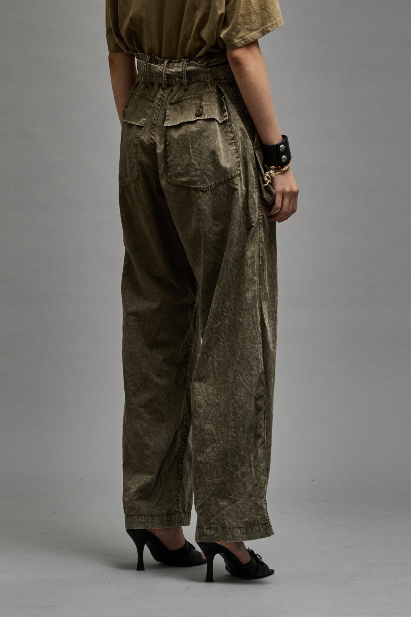 BELTED UTILITY PANT - OLIVE GARMENT DYE - 6