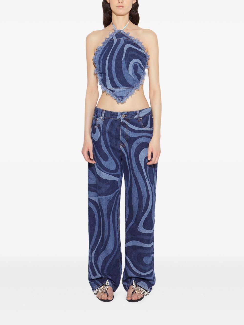 denim halterneck top - 2