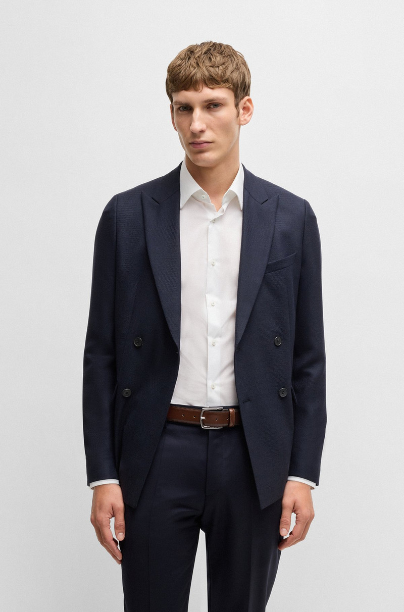 BOSS ITALIAN-LEATHER BELT WITH POLISHED LOGO BUCKLE outlook