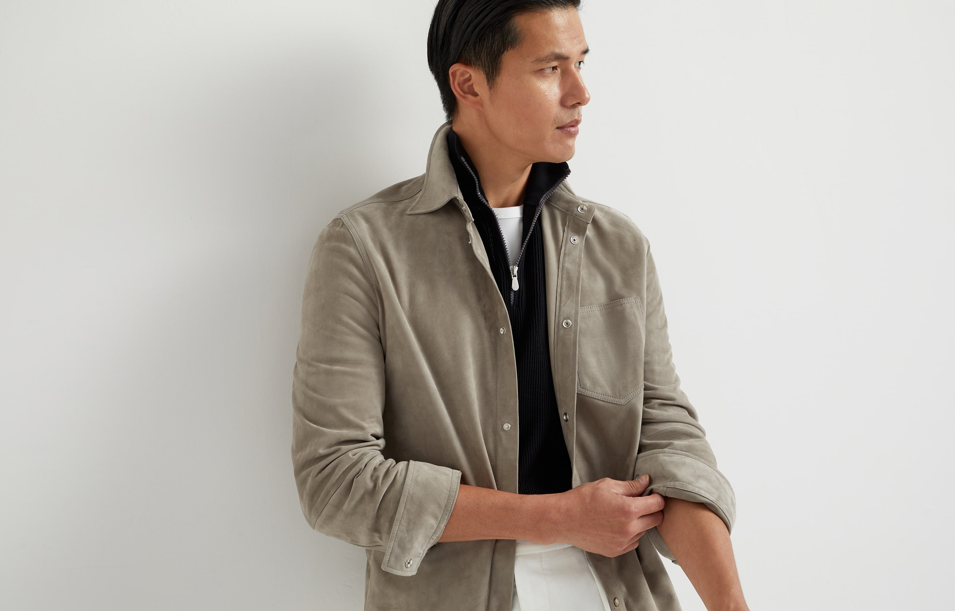 Double face suede overshirt - 6