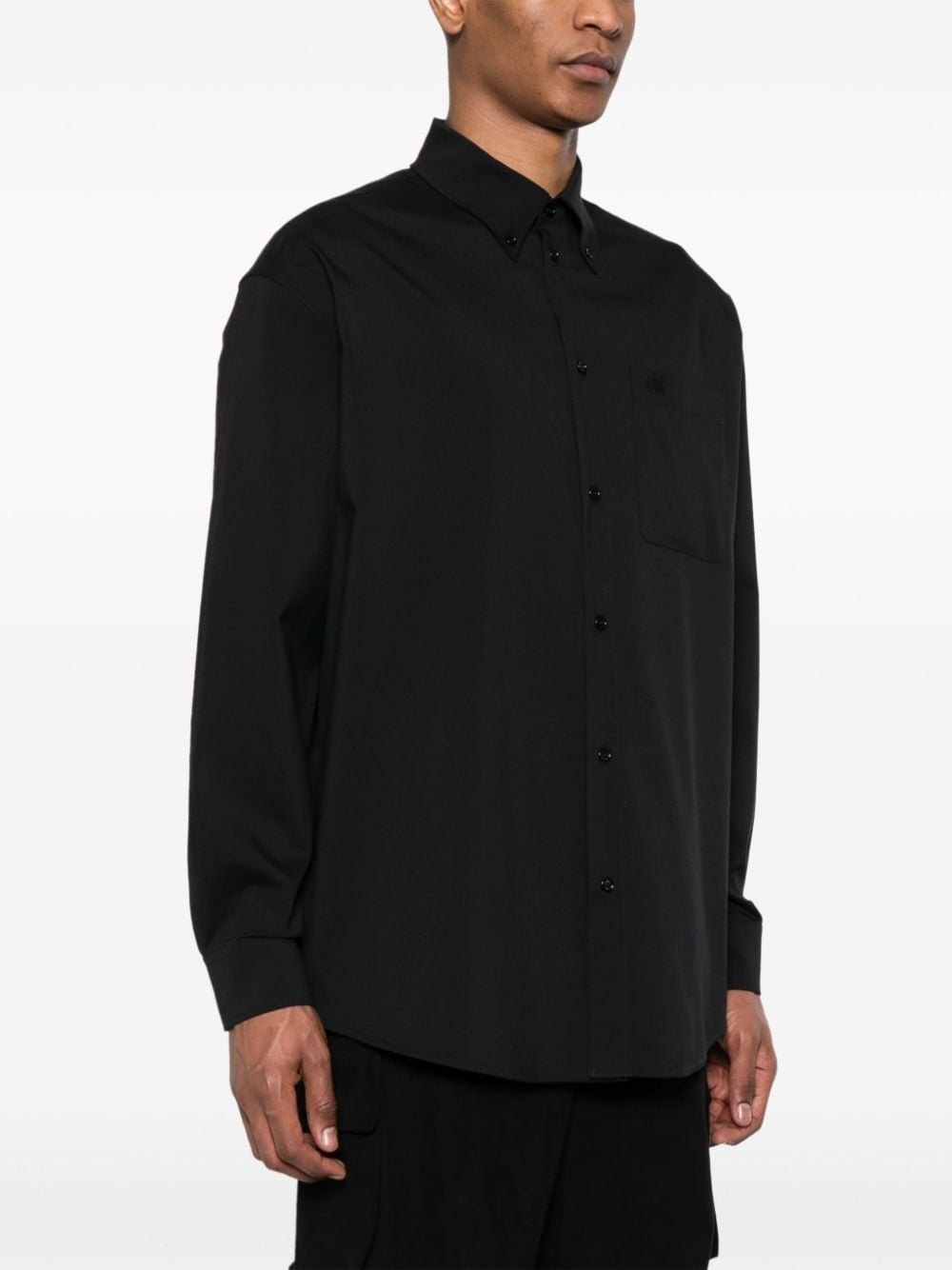 monogram-embroidered cotton shirt - 3