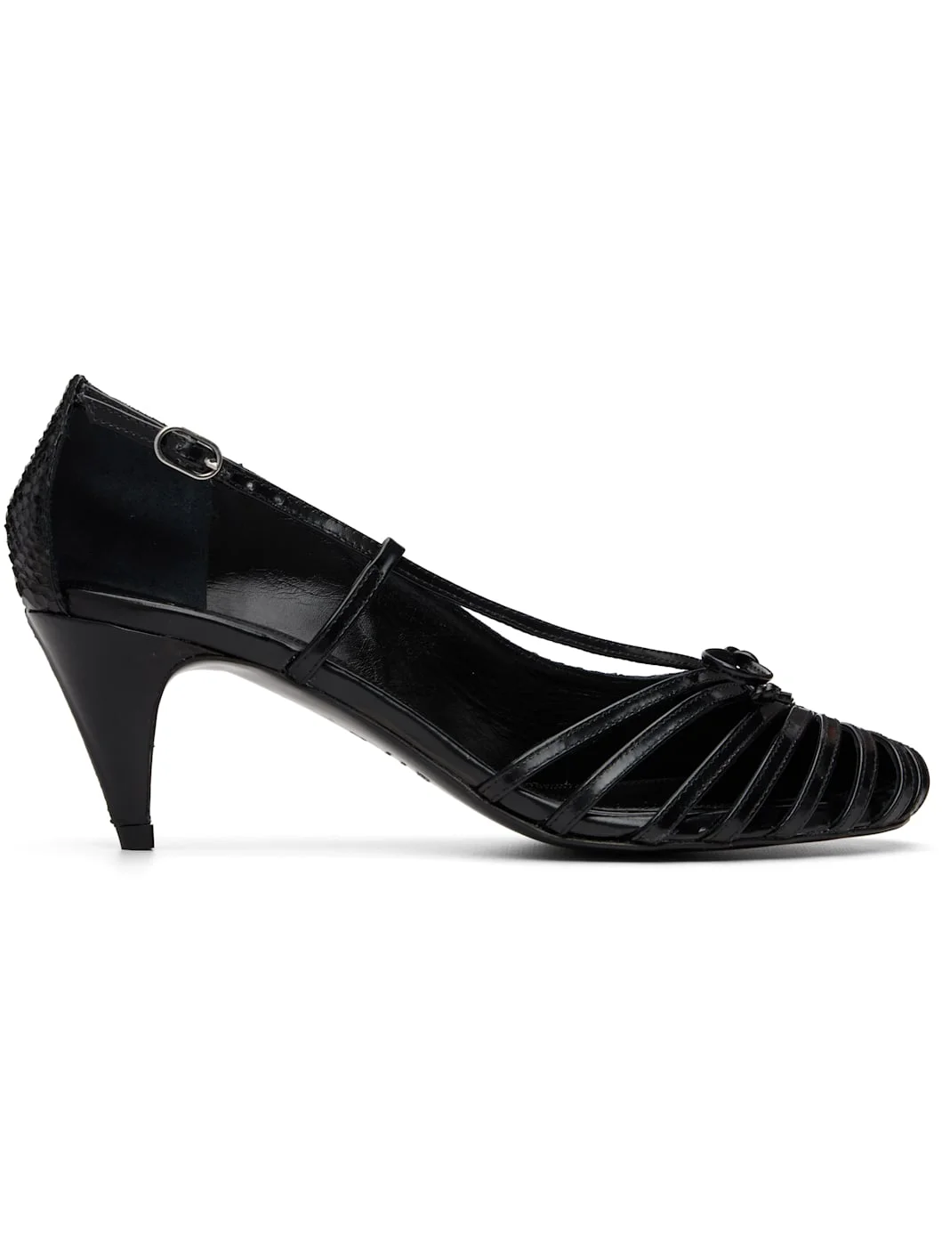 Black Double Shoe Kitten Heels - 1