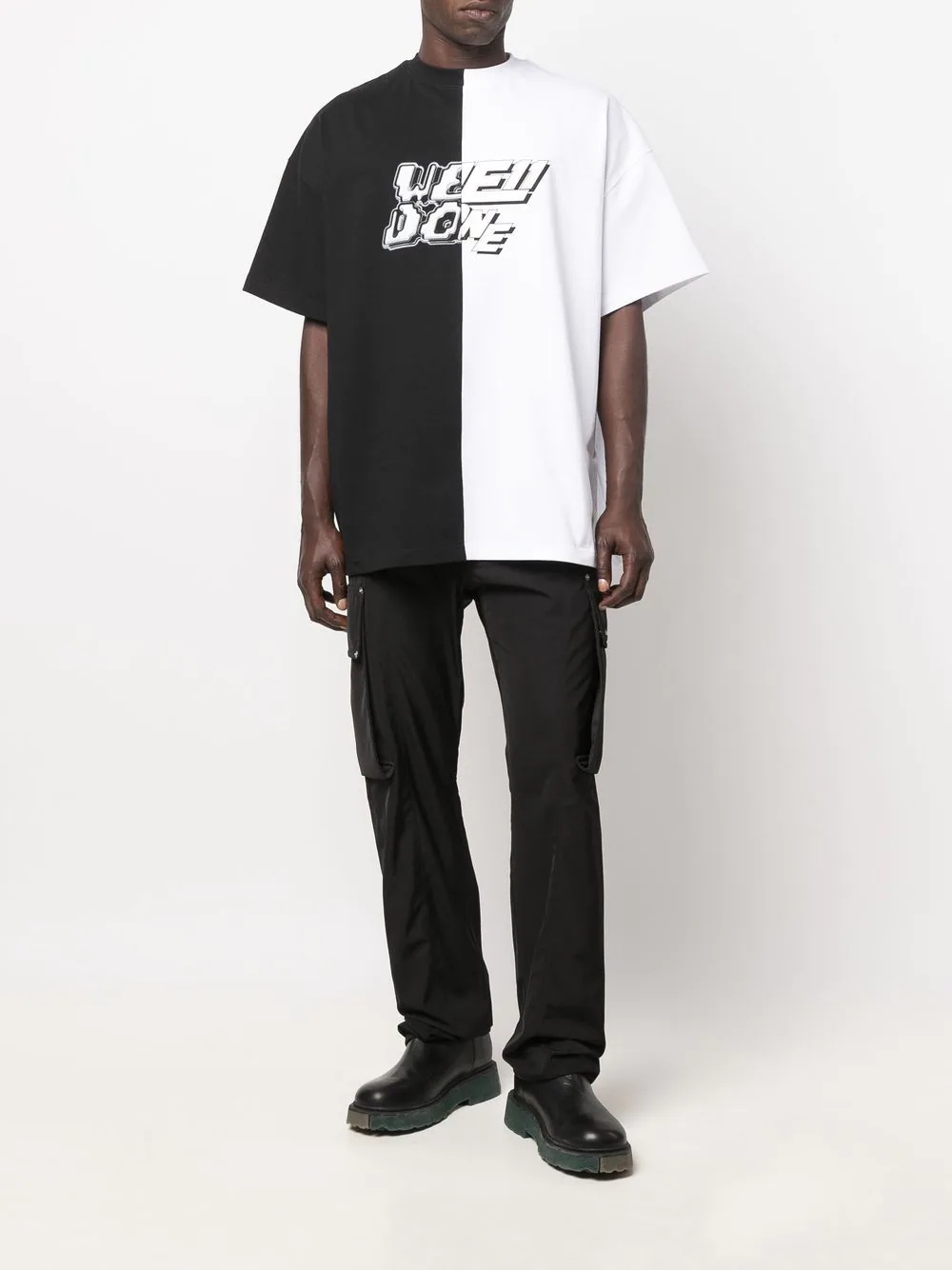 logo-print panelled T-Shirt - 3