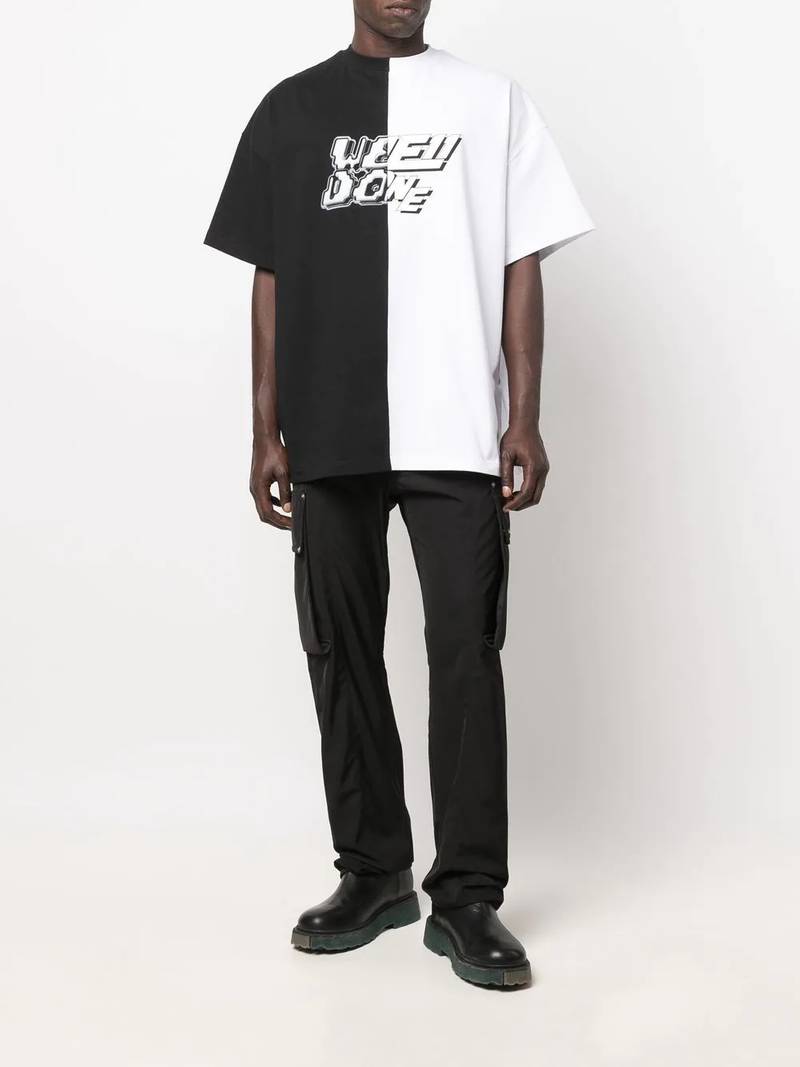 We11done logo-print panelled T-Shirt outlook