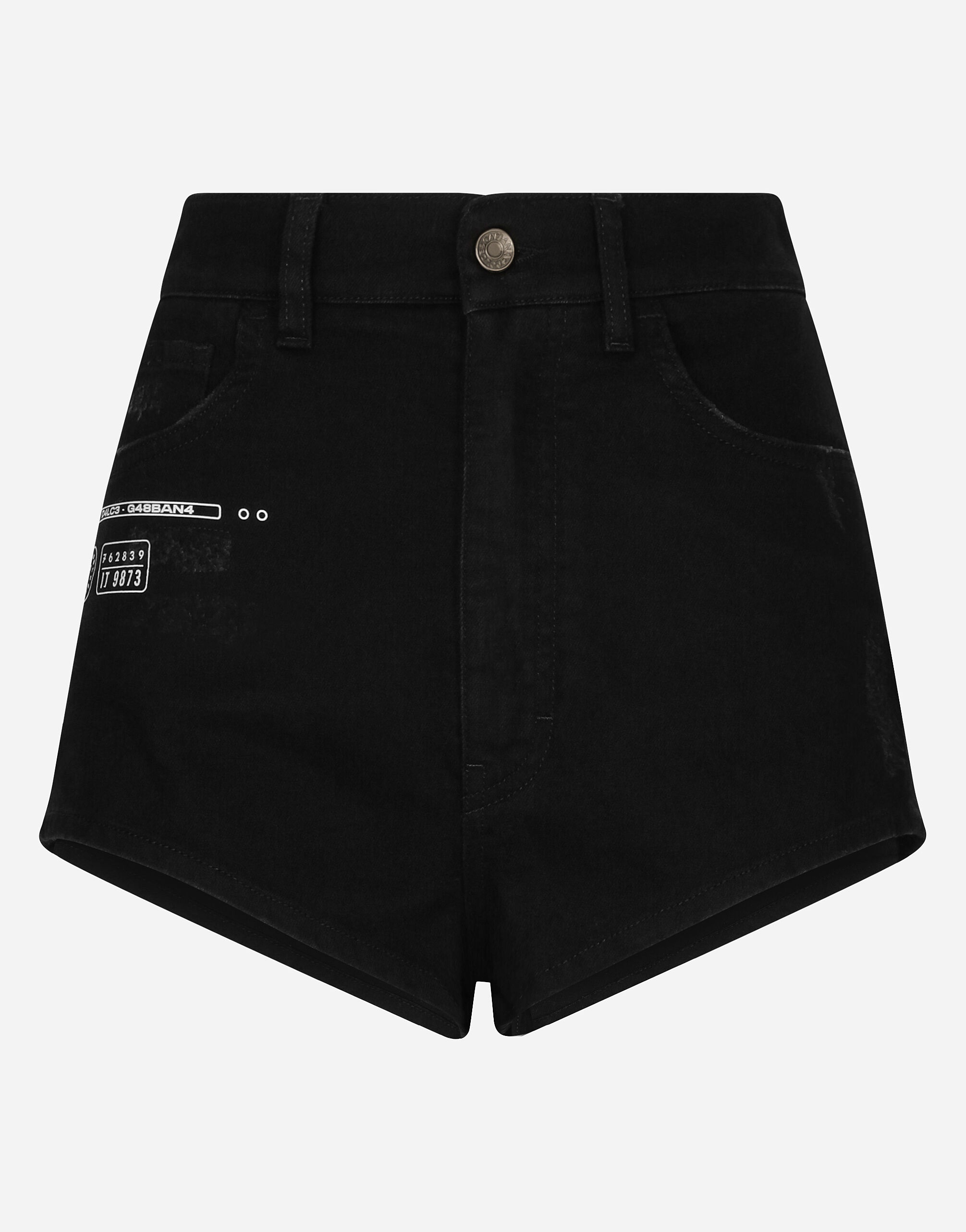 Cotton denim shorts with small rips DGVIB3 - 1