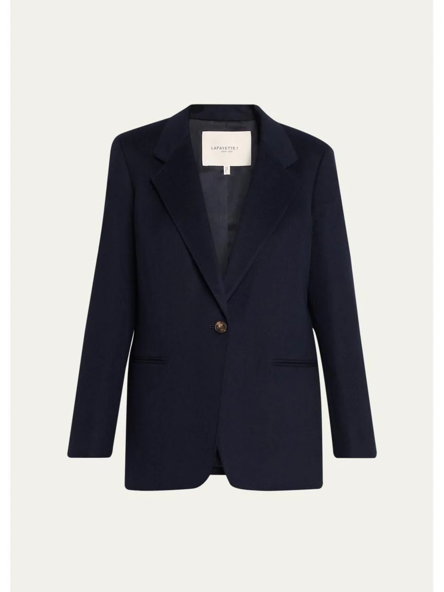 Single-Button Camel Hair Blazer - 1
