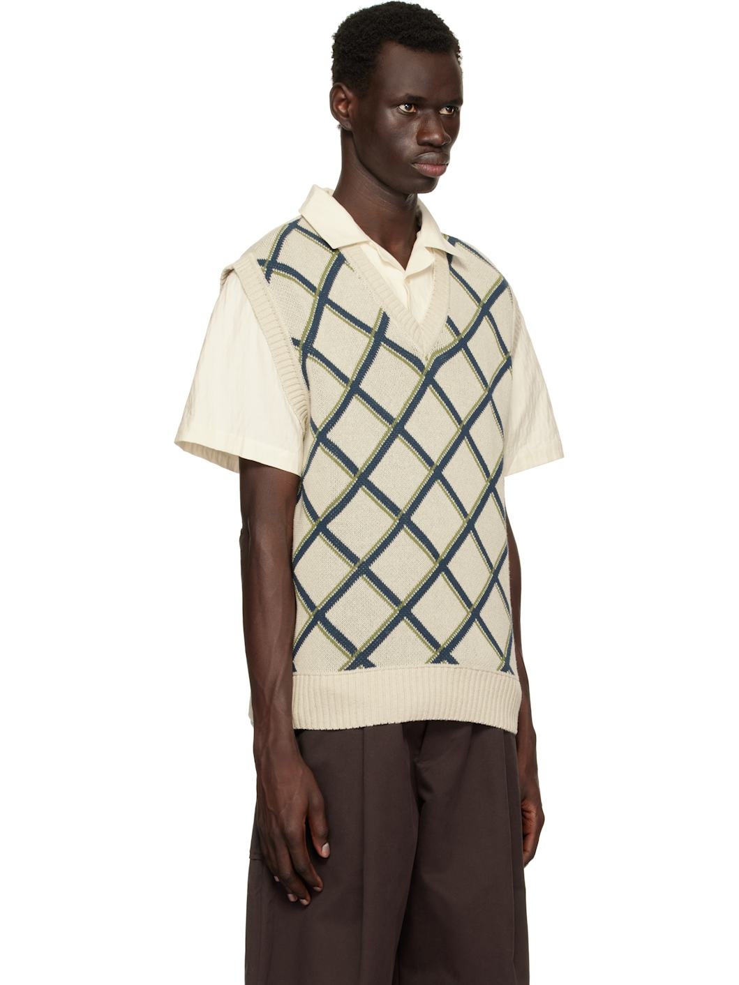 Off-White Argyle Knitted Vest - 2