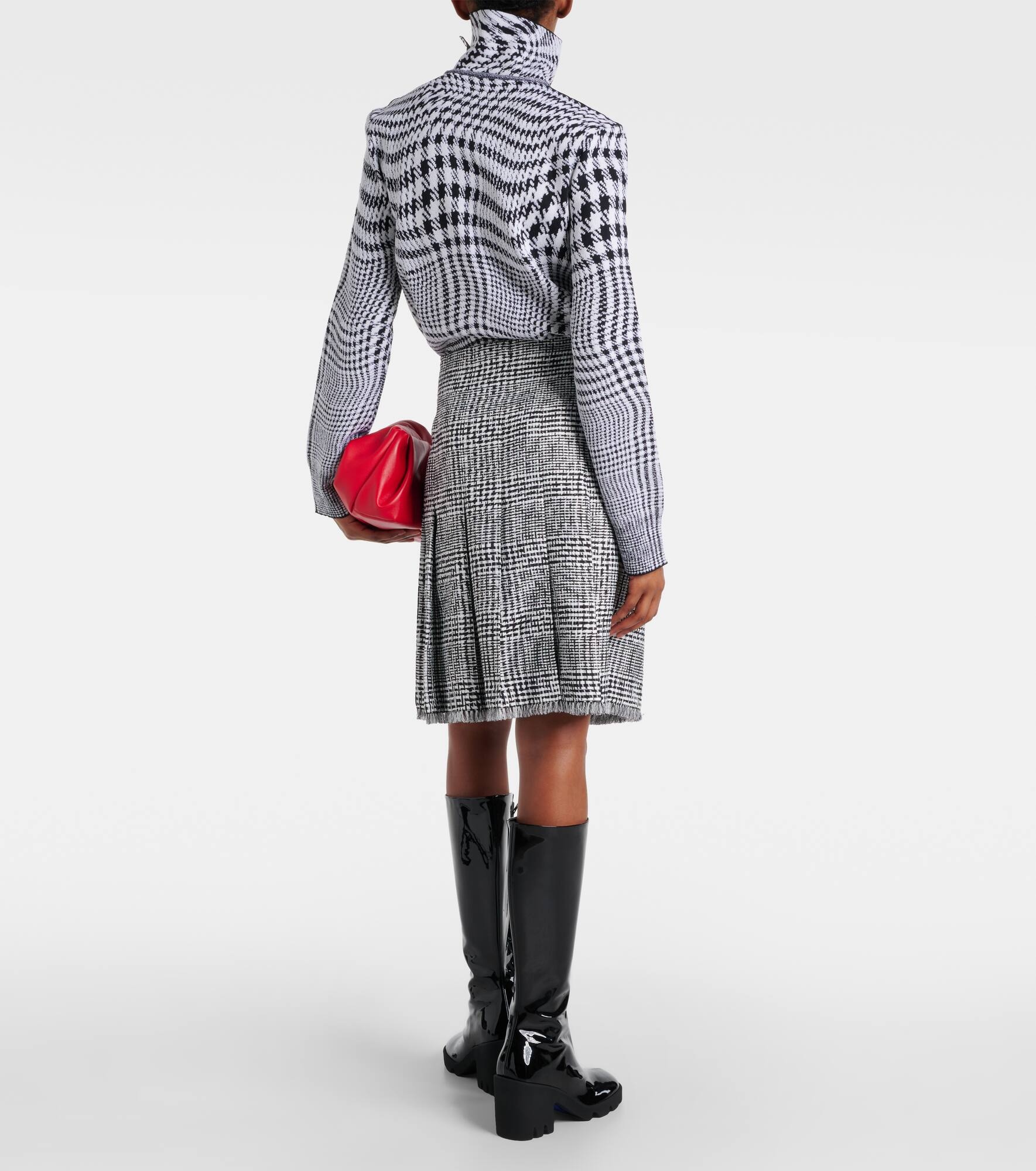 Houndstooth high-rise wrap skirt - 3