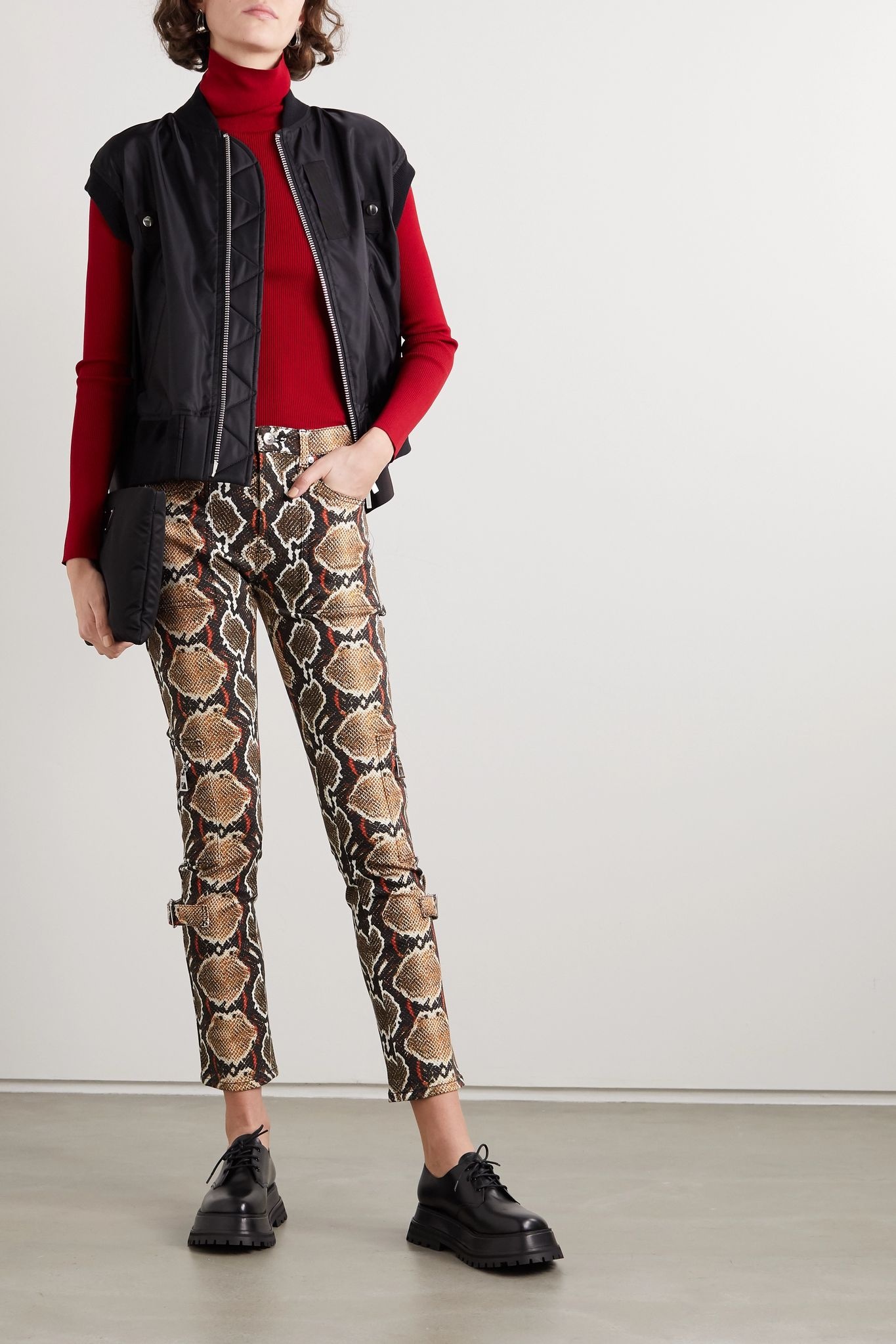 Snake-print high-rise slim-leg jeans - 2