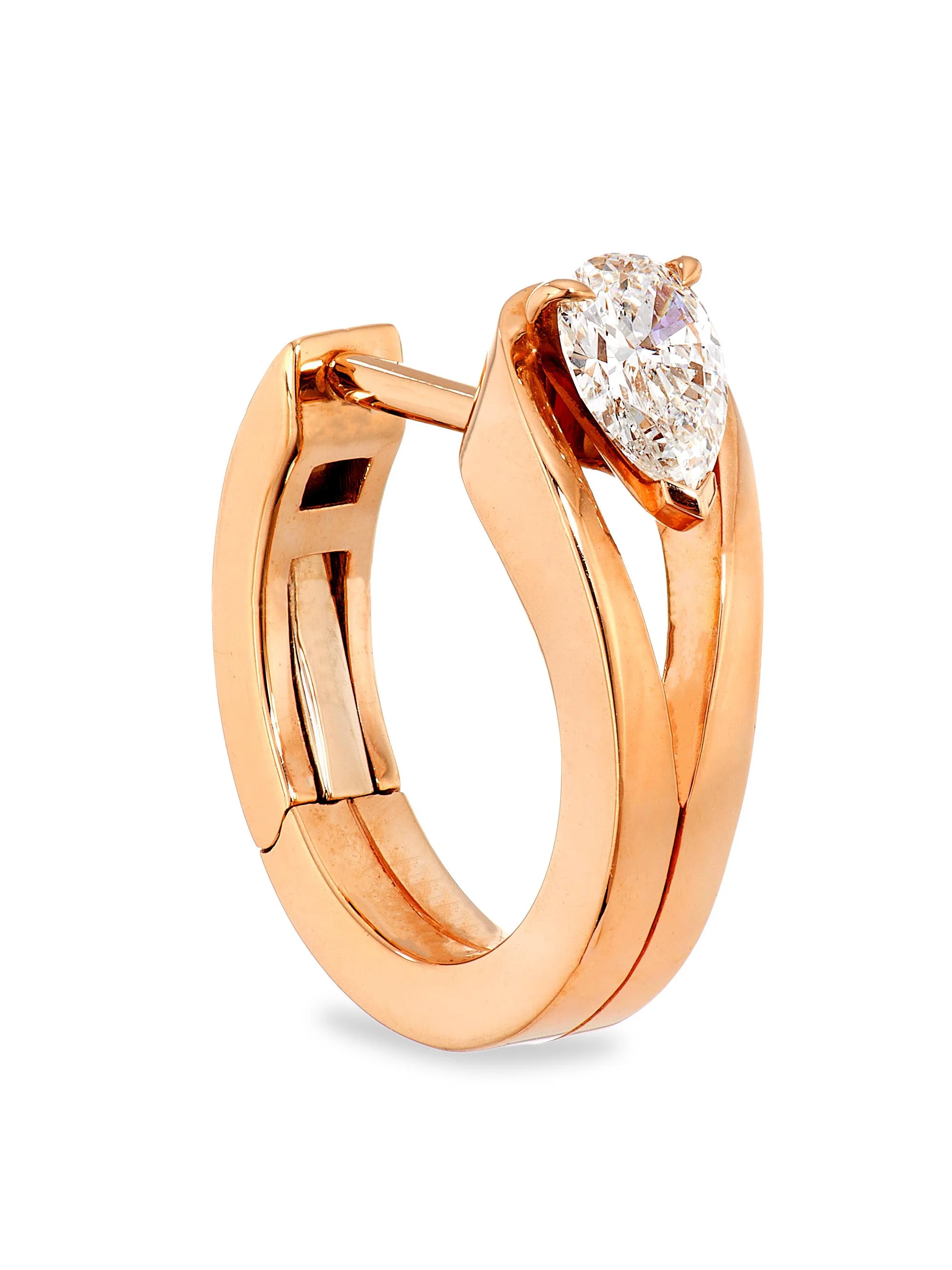 Women's Serti Inversé 18K Rose Gold & Diamond Single Hoop Earring - Rose Gold - 1