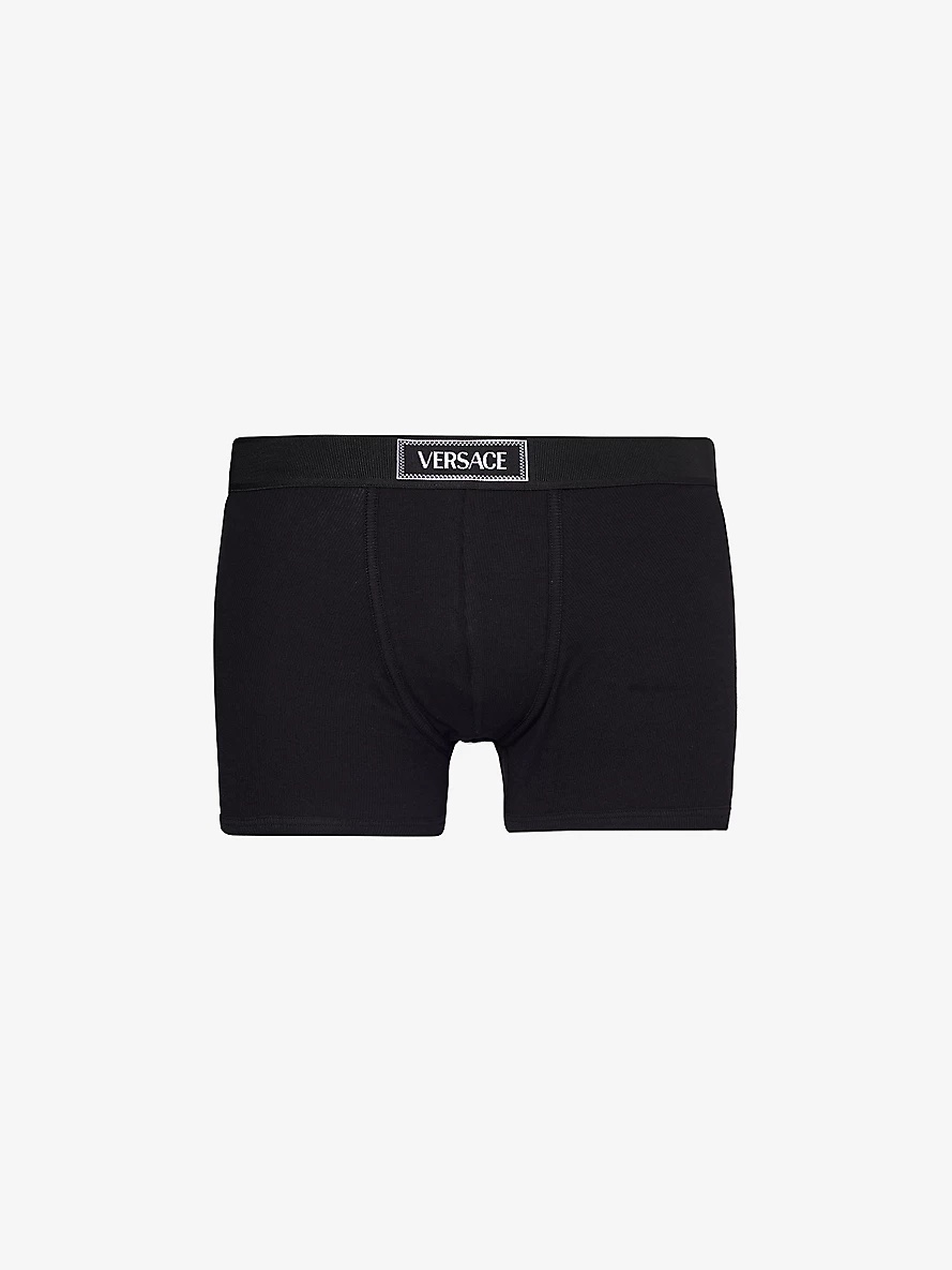 Logo-waistband stretch-cotton trunks - 1
