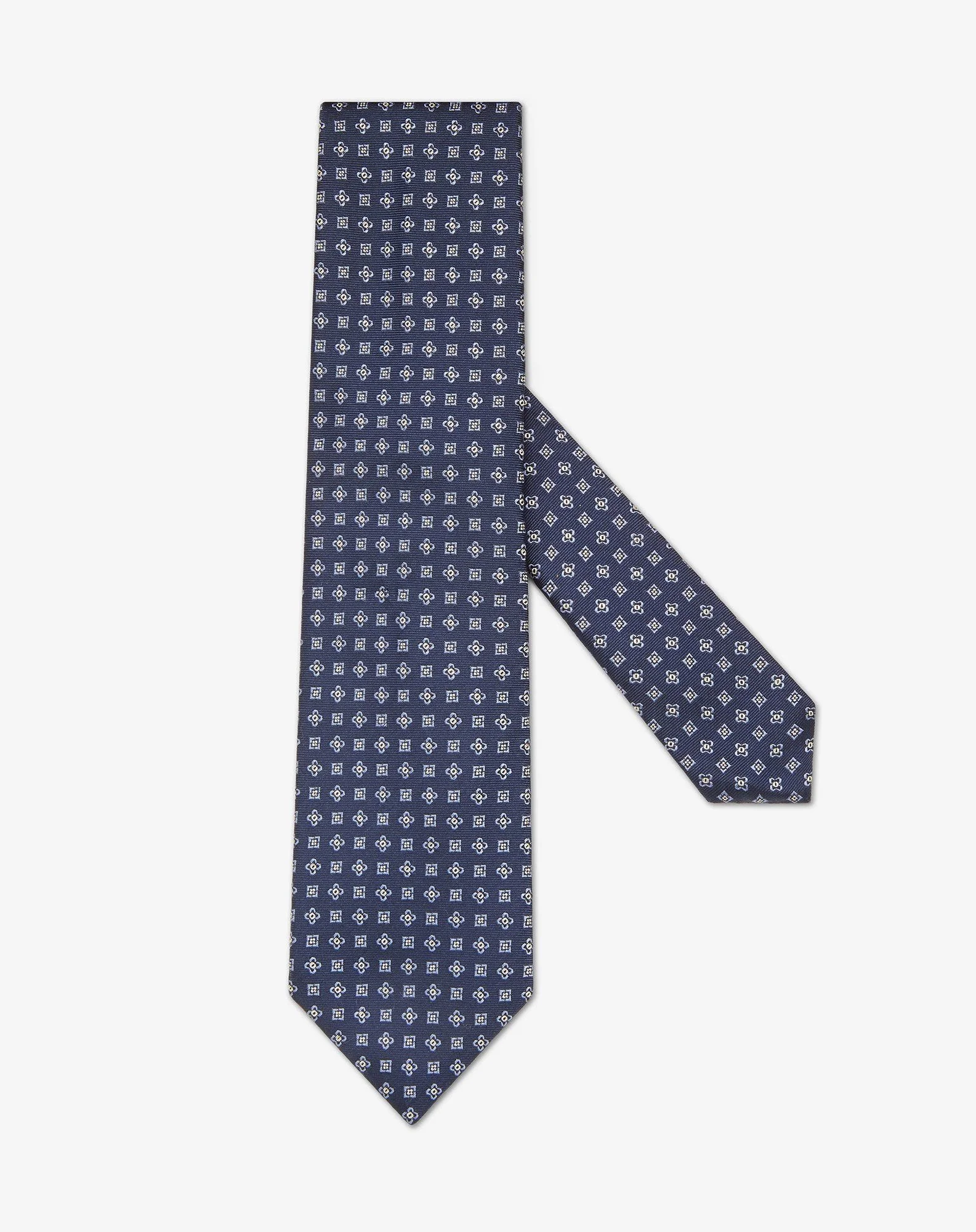 Blue pure silk tie with micro madras pattern - 1