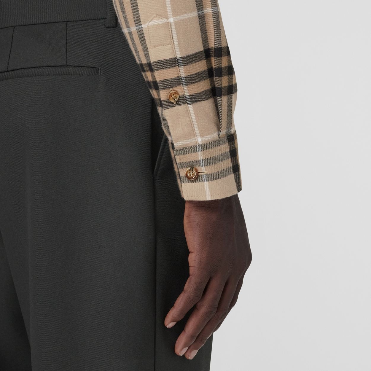 Button-down Collar Check Cotton Oversized Shirt - 5