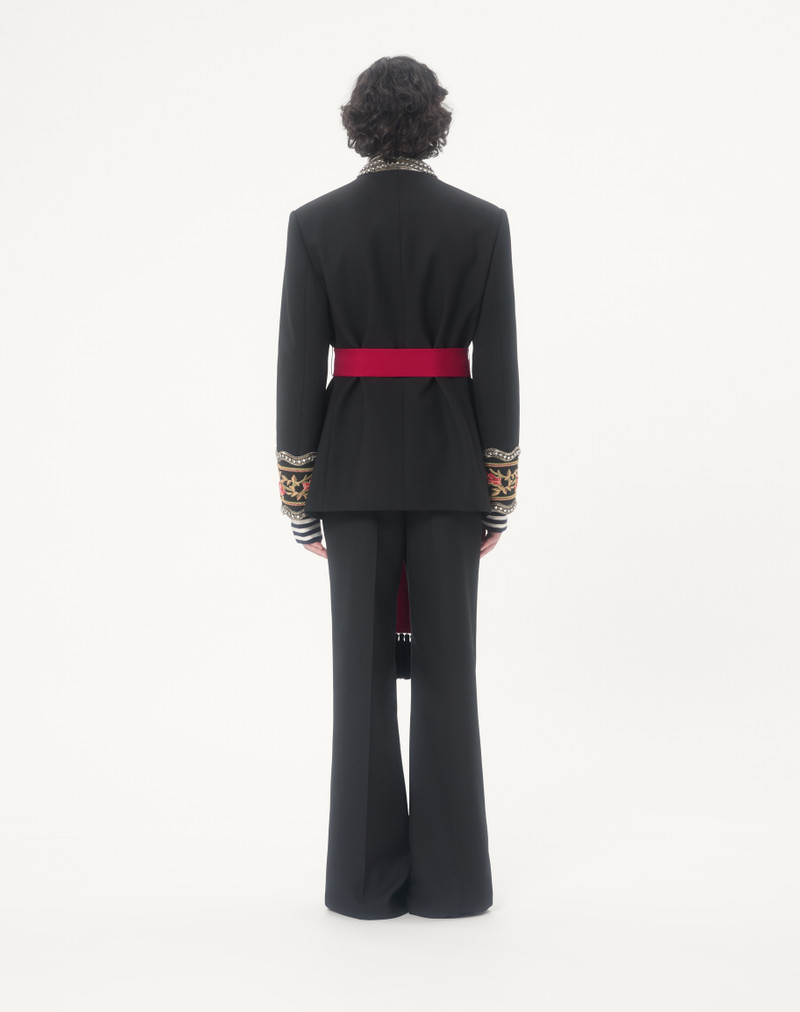 VALENTINO EMBROIDERED JACKET WITH BELT IN WOOL GABARDINE WITH VGOLD 6