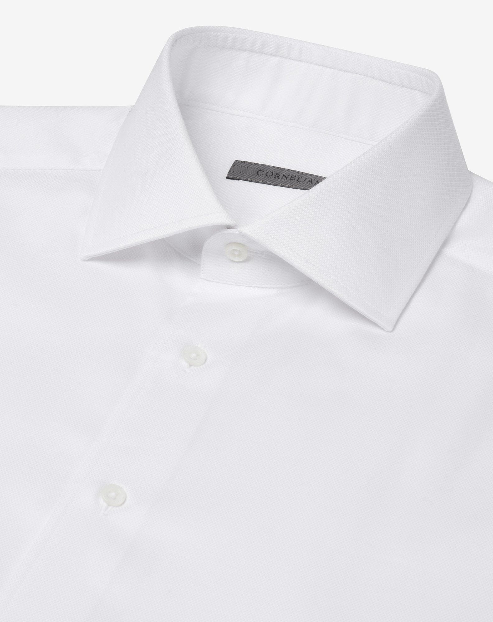 White cotton shirt with honeycomb pattern - 4