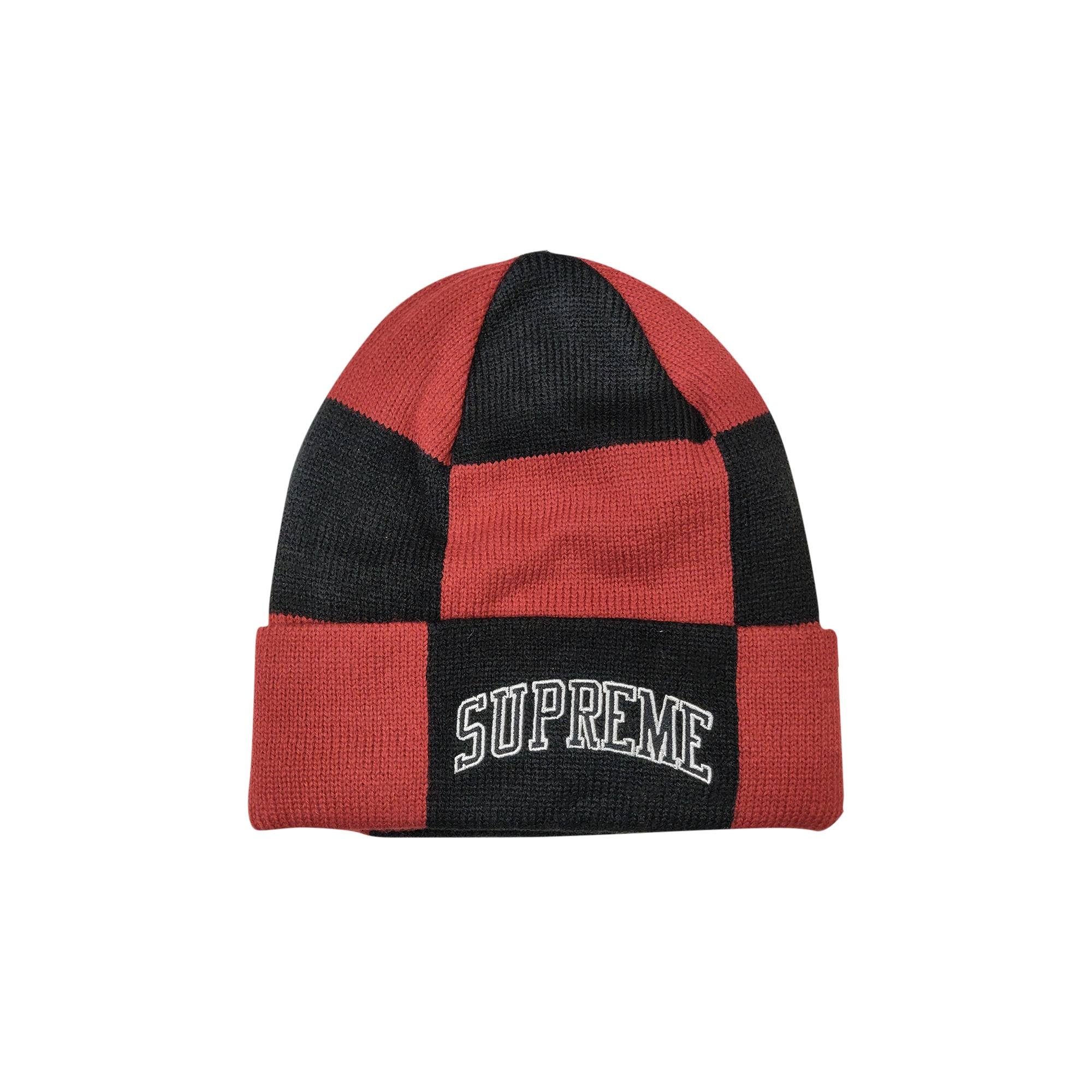 Supreme Checkerboard Beanie 'Dark Red' - 1