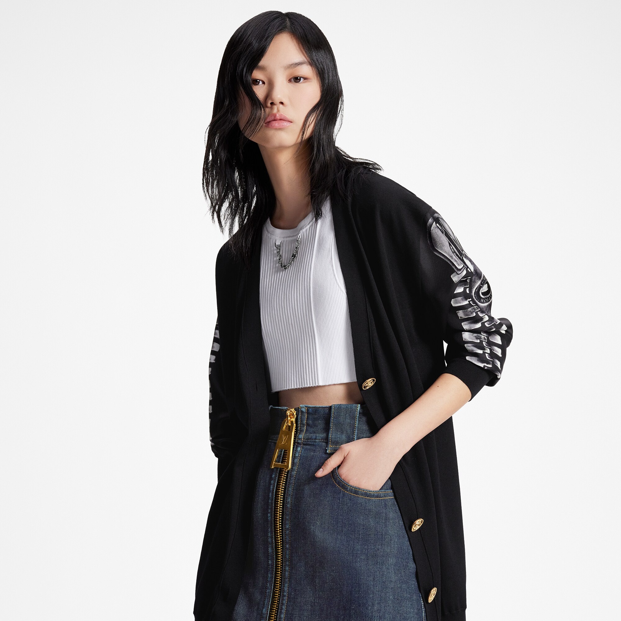 Zipper Print Cardigan - 5