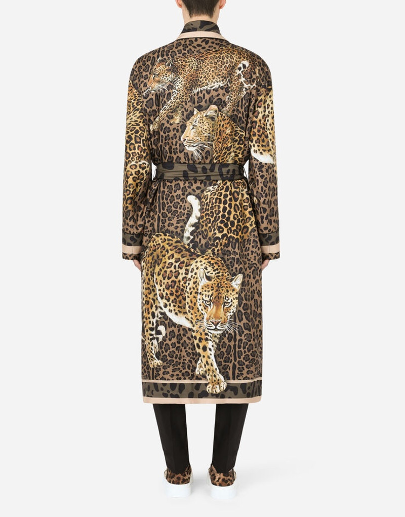 Dolce & Gabbana Leopard-print silk robe outlook