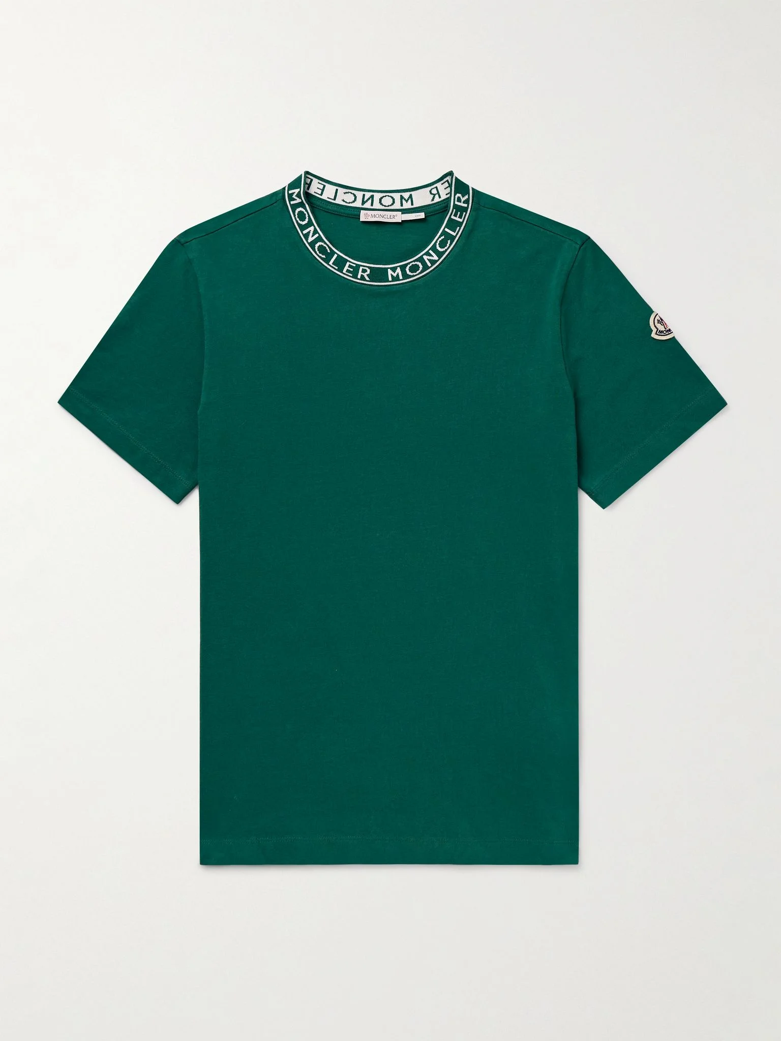 Slim-Fit Logo-Appliquéd Cotton-Jersey T-Shirt Green - 1