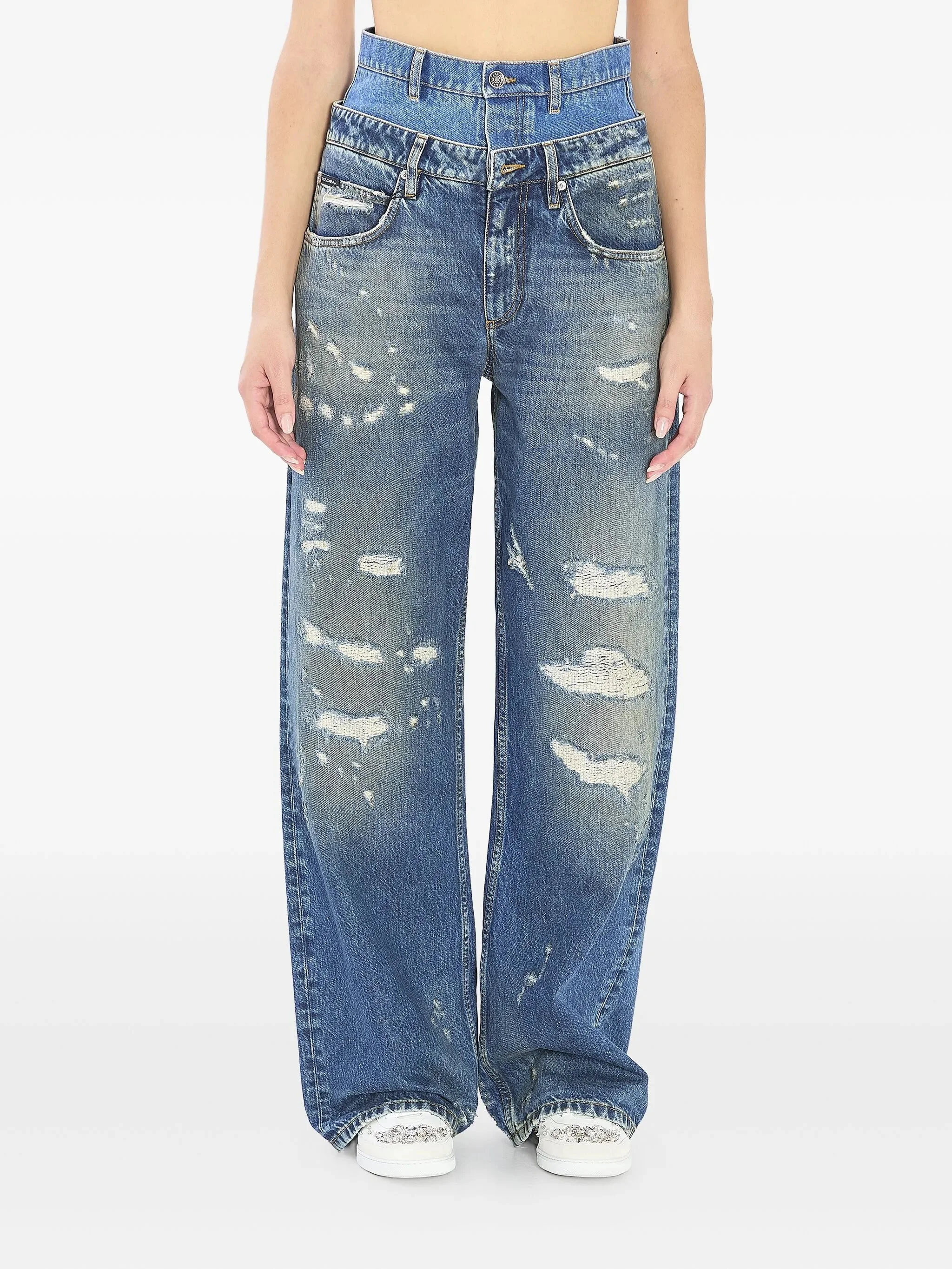 Dolce & Gabbana Double-waist Distressed Jeans - 1