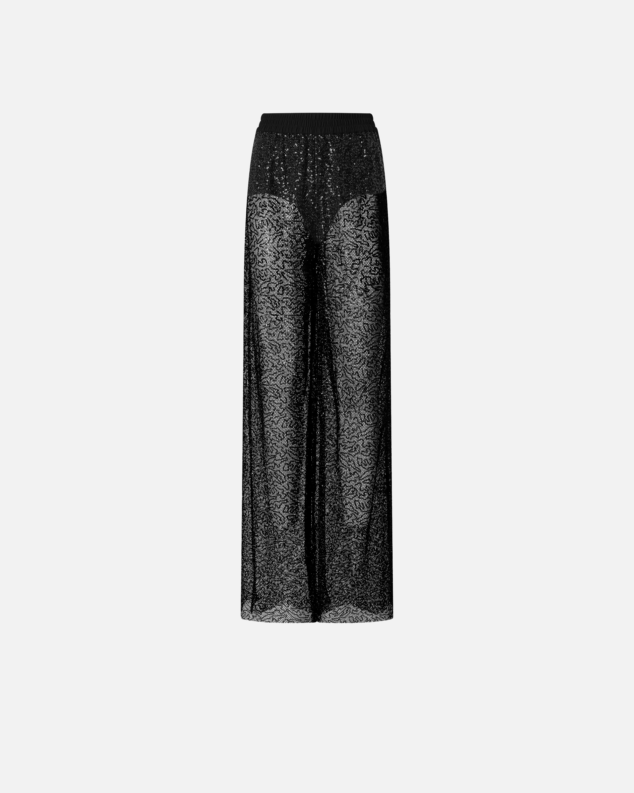 SEQUINED MESH PALAZZO TROUSERS - 1