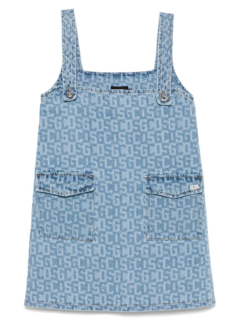 monogram-print denim mini dress 1