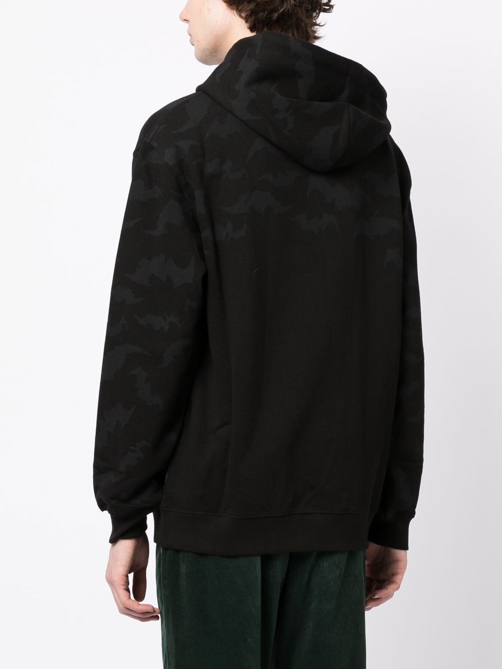 bat-print cotton hoodie - 4