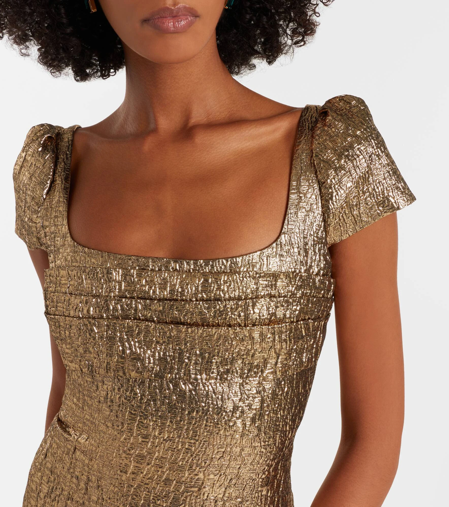 ROLAND MOURET Draped lam jacquard cocktail dress - P01125073 | REVERSIBLE