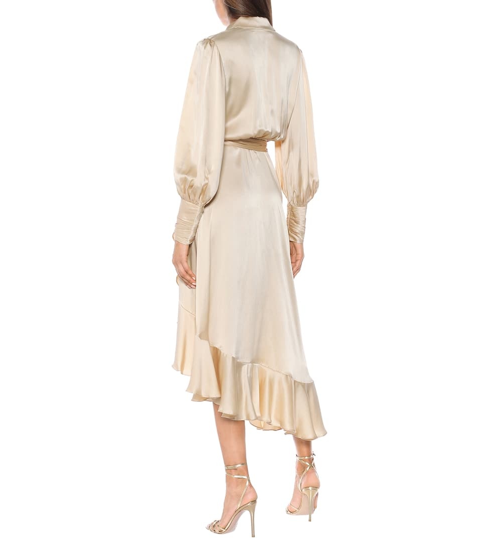 Asymmetric silk satin midi dress - 3