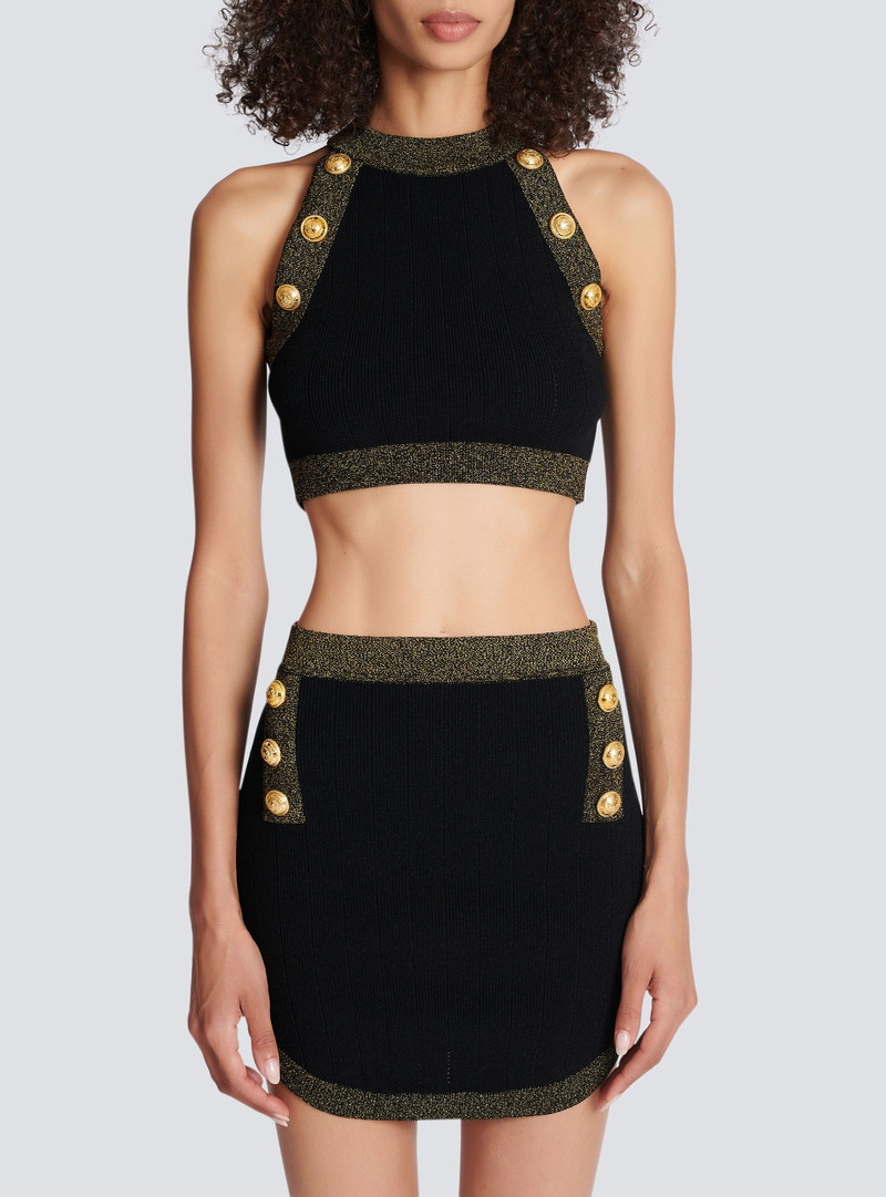 Gold-trimmed knit crop top 5