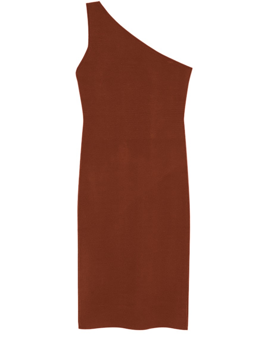 Asymmetric Stretch-Knit Midi Dress - 1