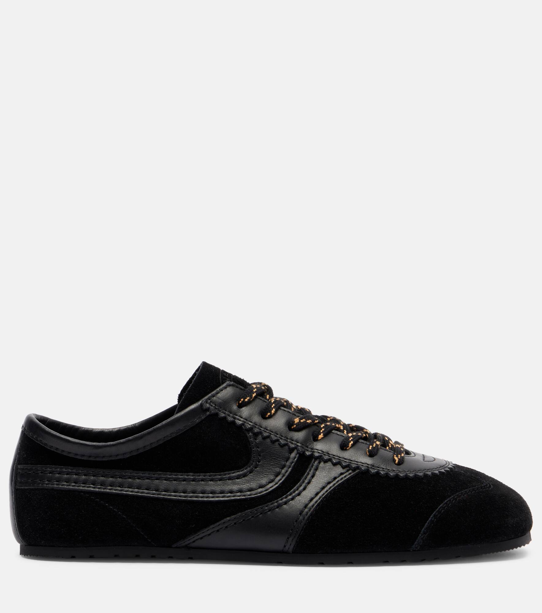 Leather-trimmed suede sneakers - 4