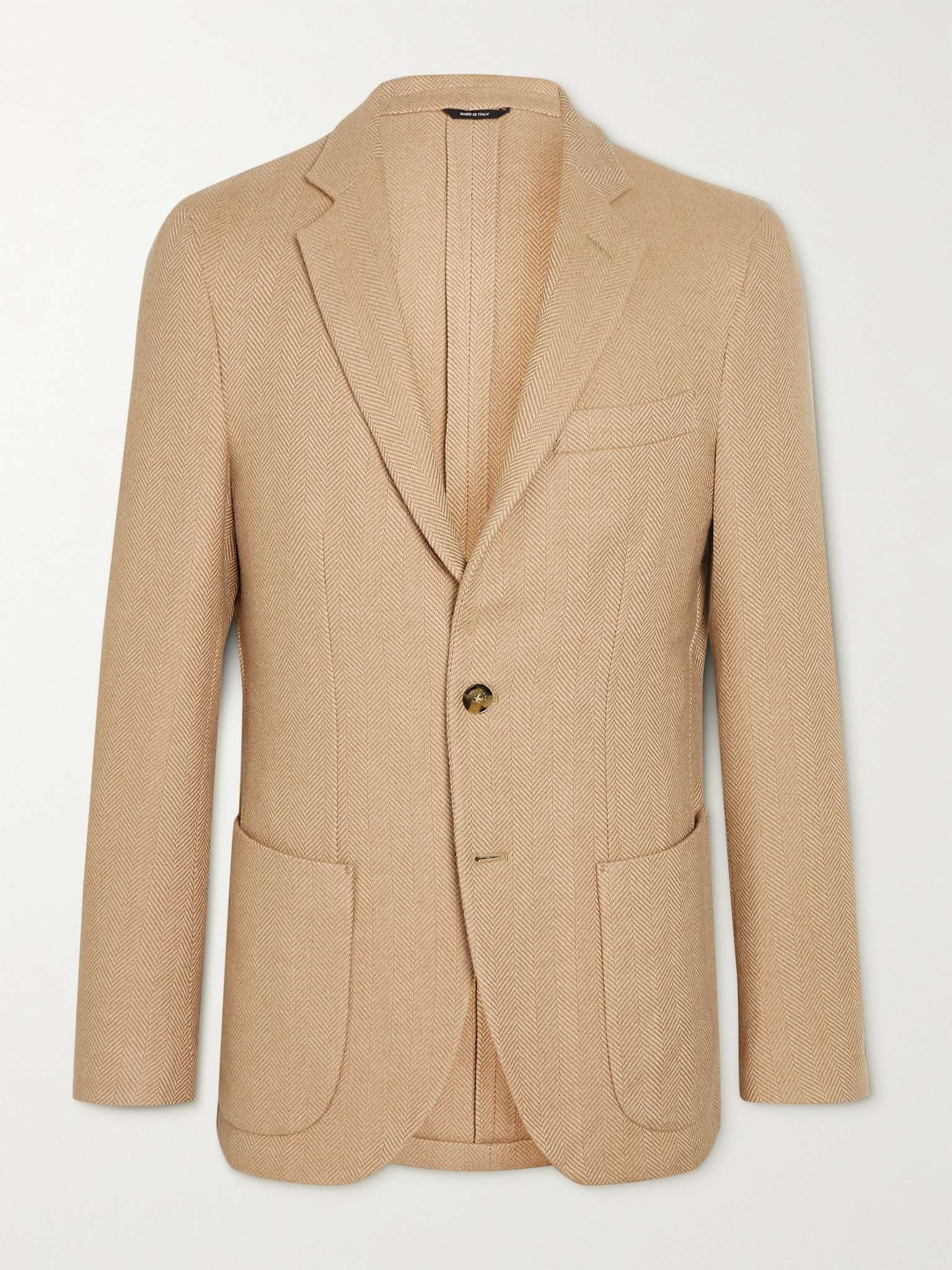 Rain System Unstructured Herringbone Camel Hair Blazer - 1