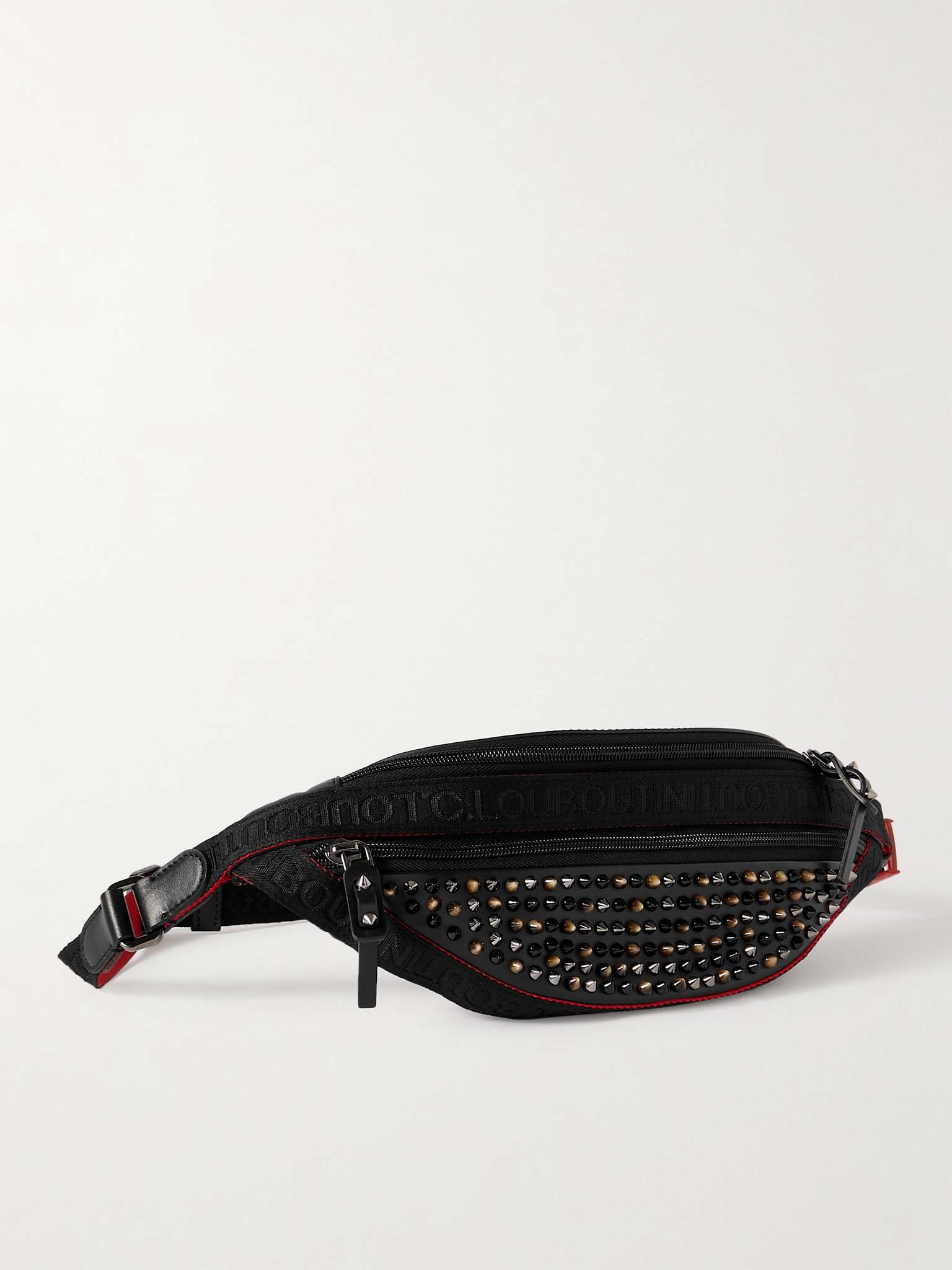 Spiked Mesh-Trimmed Leather Belt Bag - 1