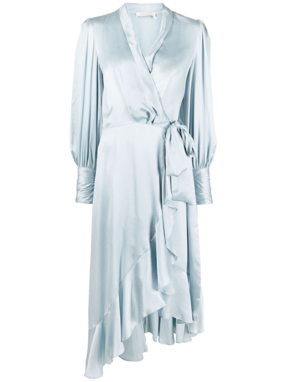 asymmetric wrap silk midi dress - 1