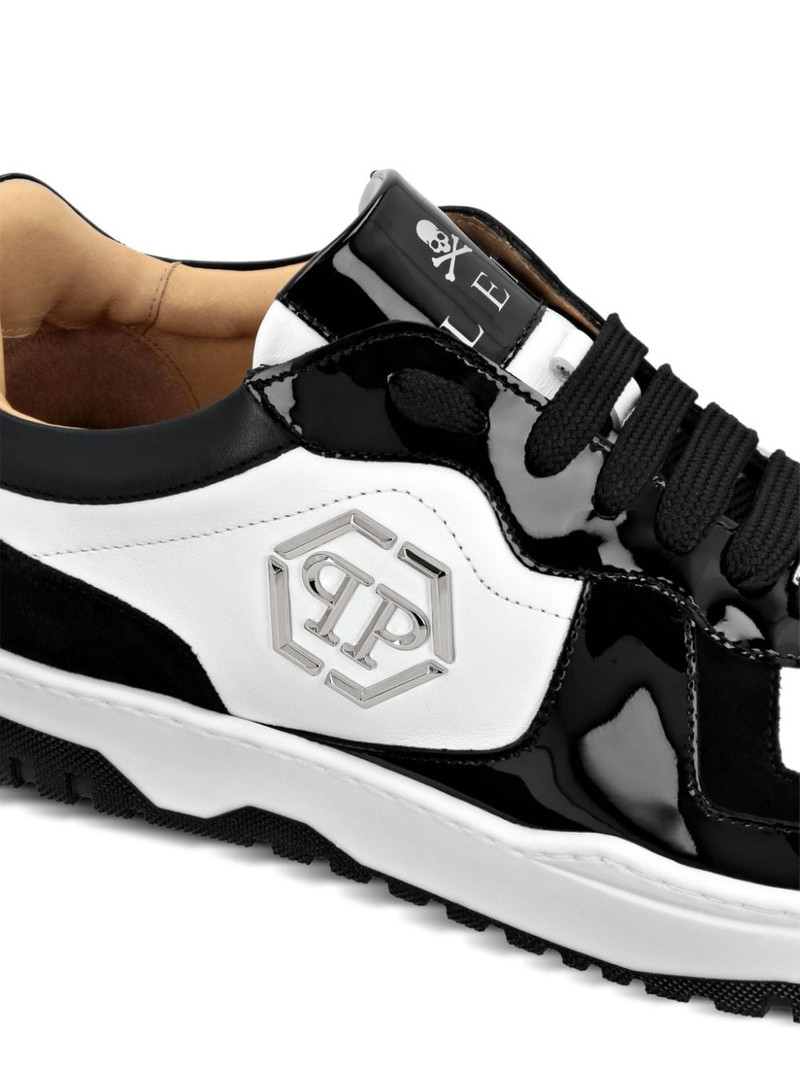panelled leather sneakers 4