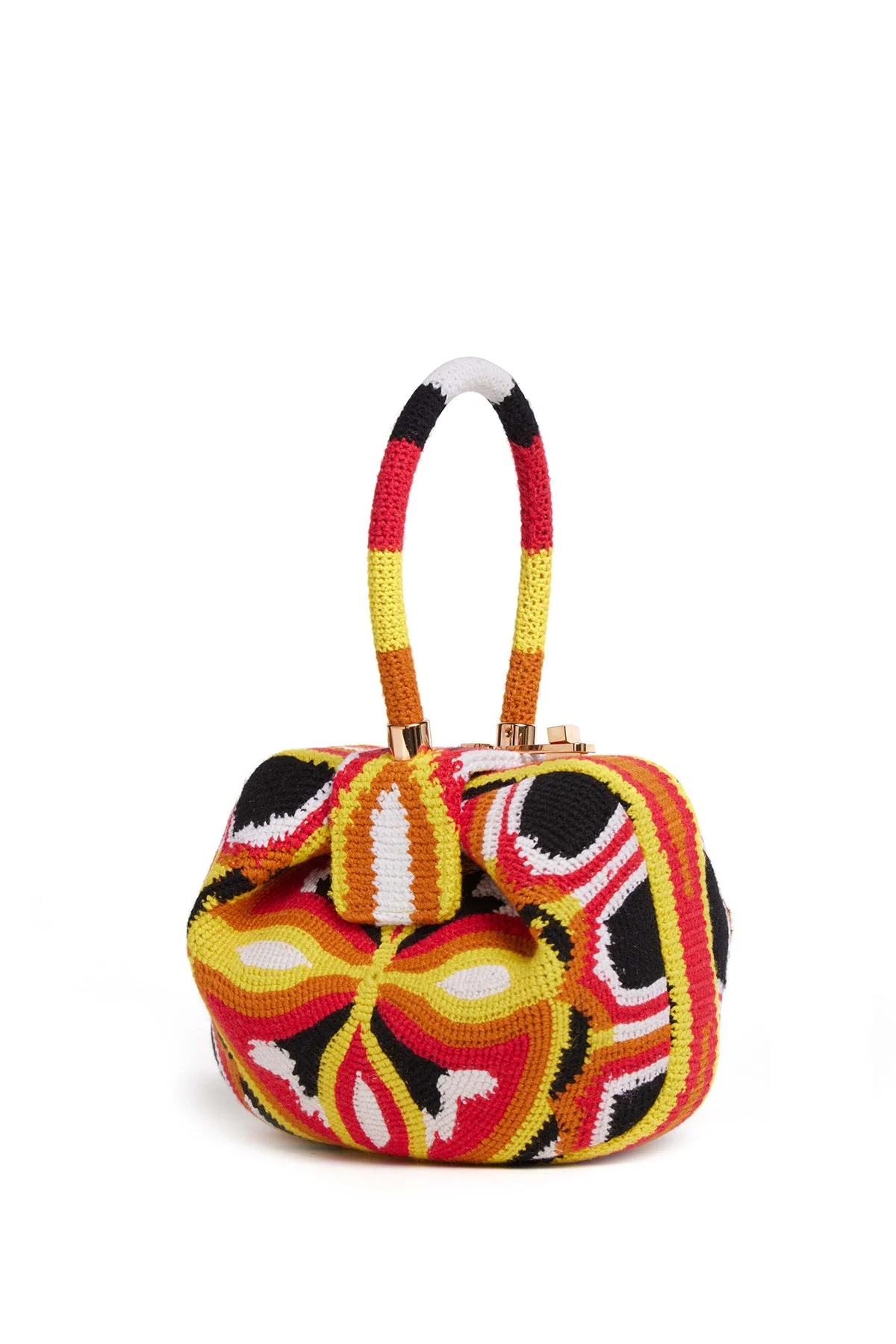 Nina Bag in Red, Yellow & Black Crochet - 1