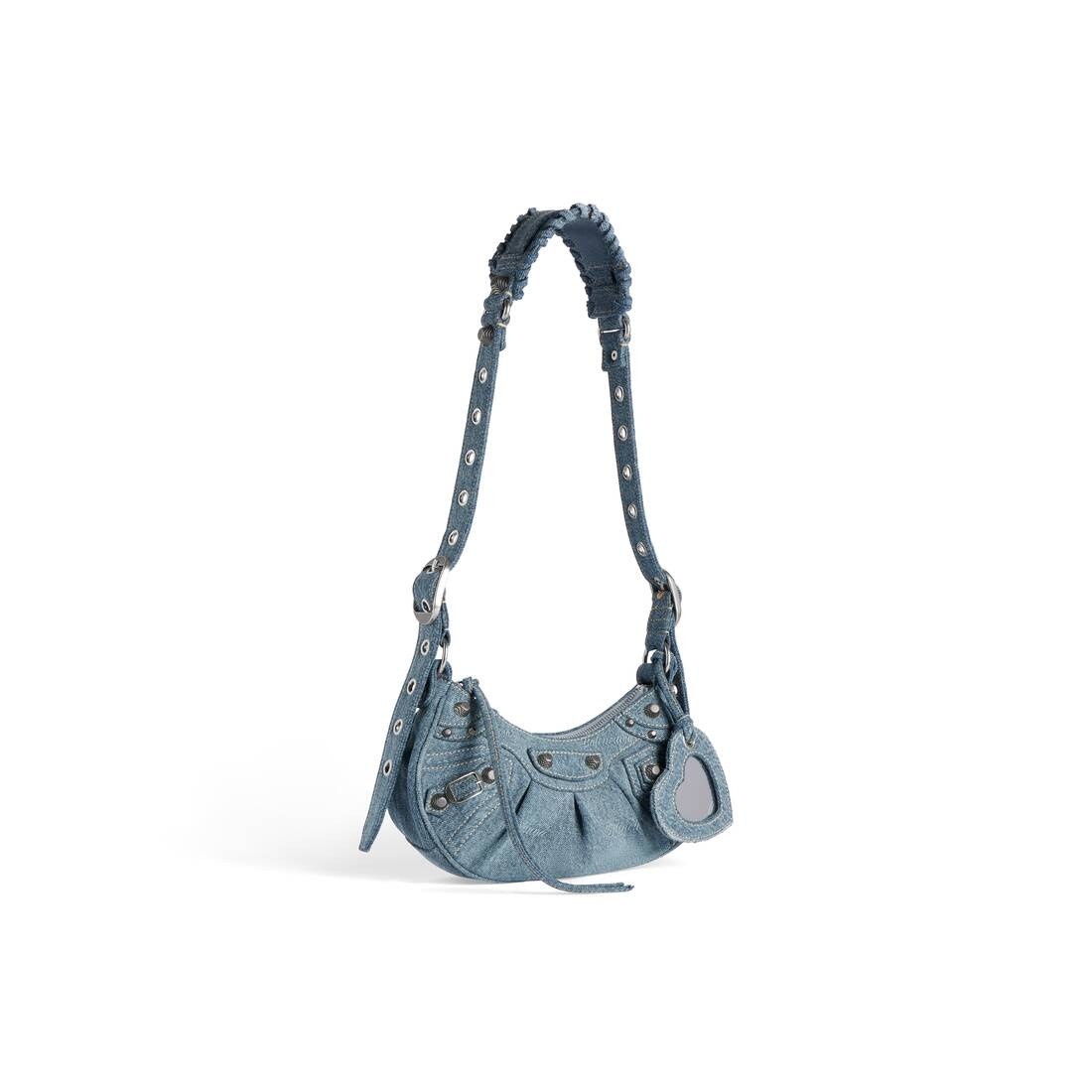 Balenciaga Le Cagole Xs Bucket Bag Denim with Rhinestones - Blue - Women's - Denim