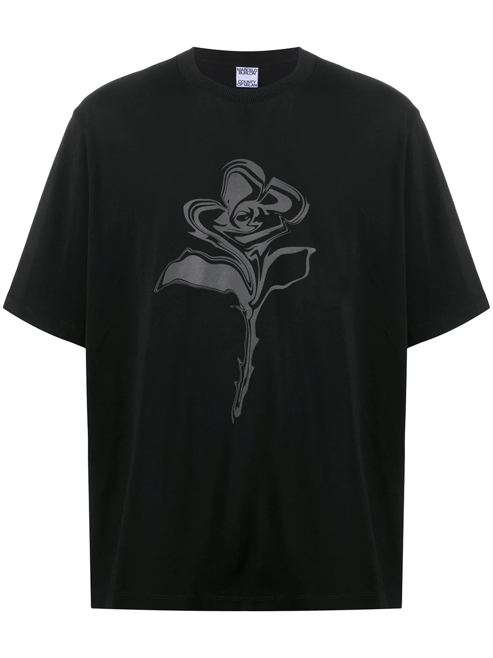 rose motif T-shirt - 1