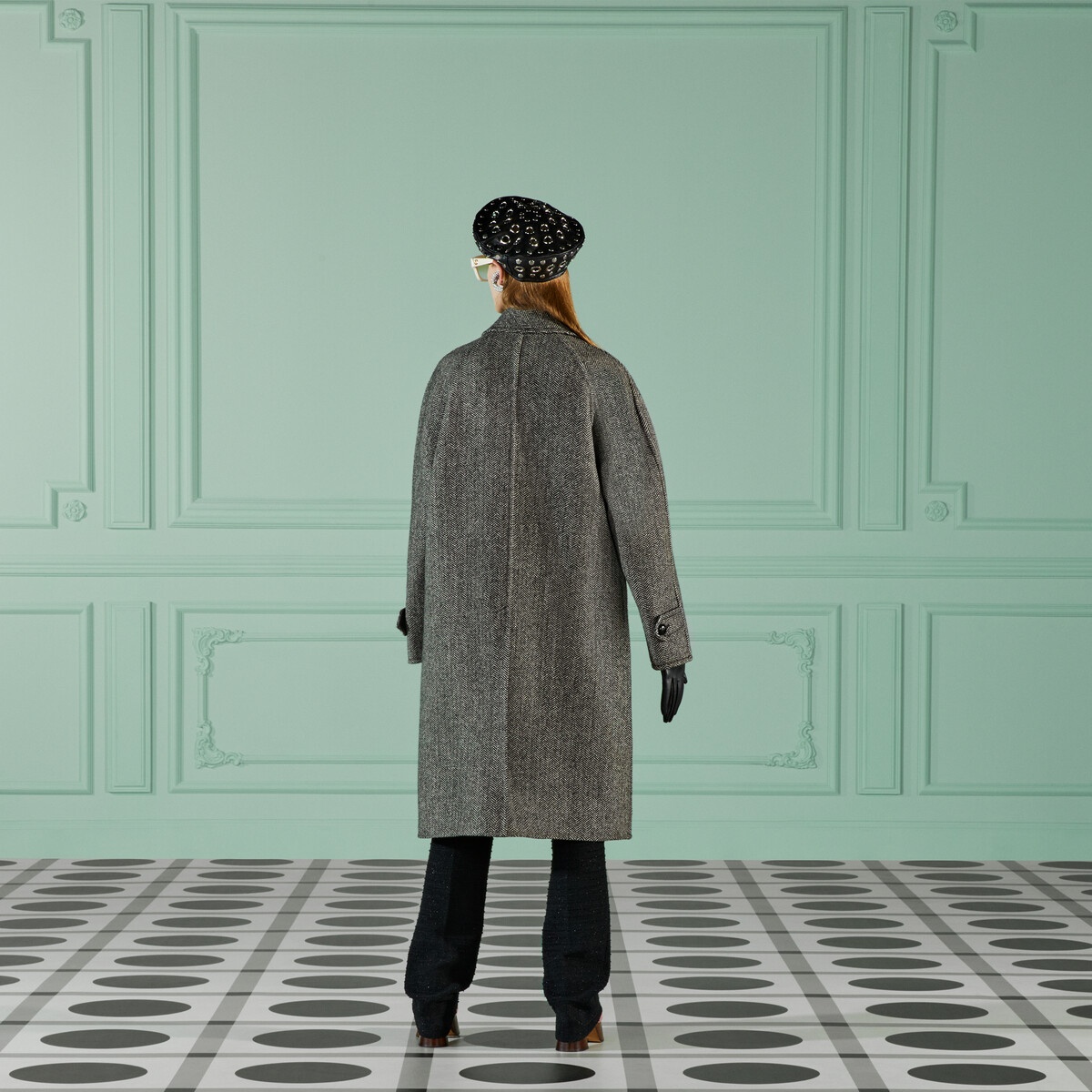 Reversible chevron GG wool coat - 7
