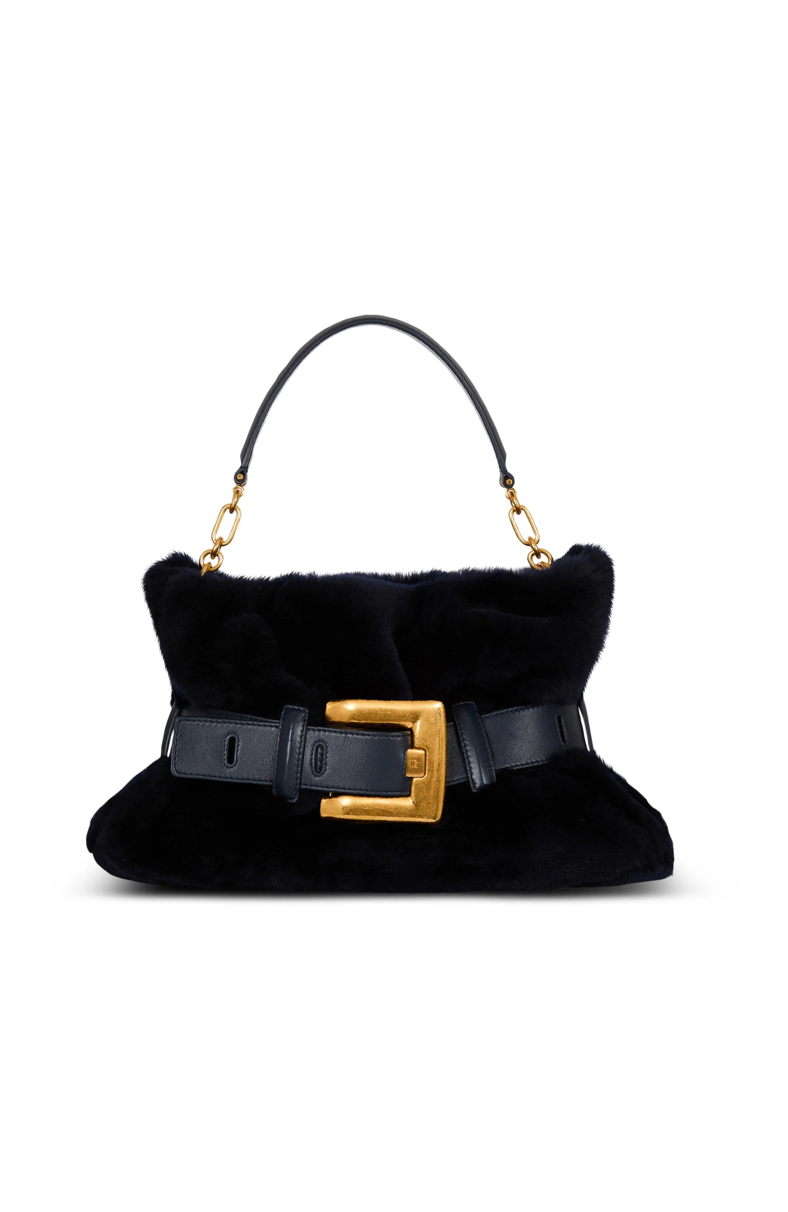Balmain Medium Anthem Bag In Shearling in Navy at Nordstrom - 1
