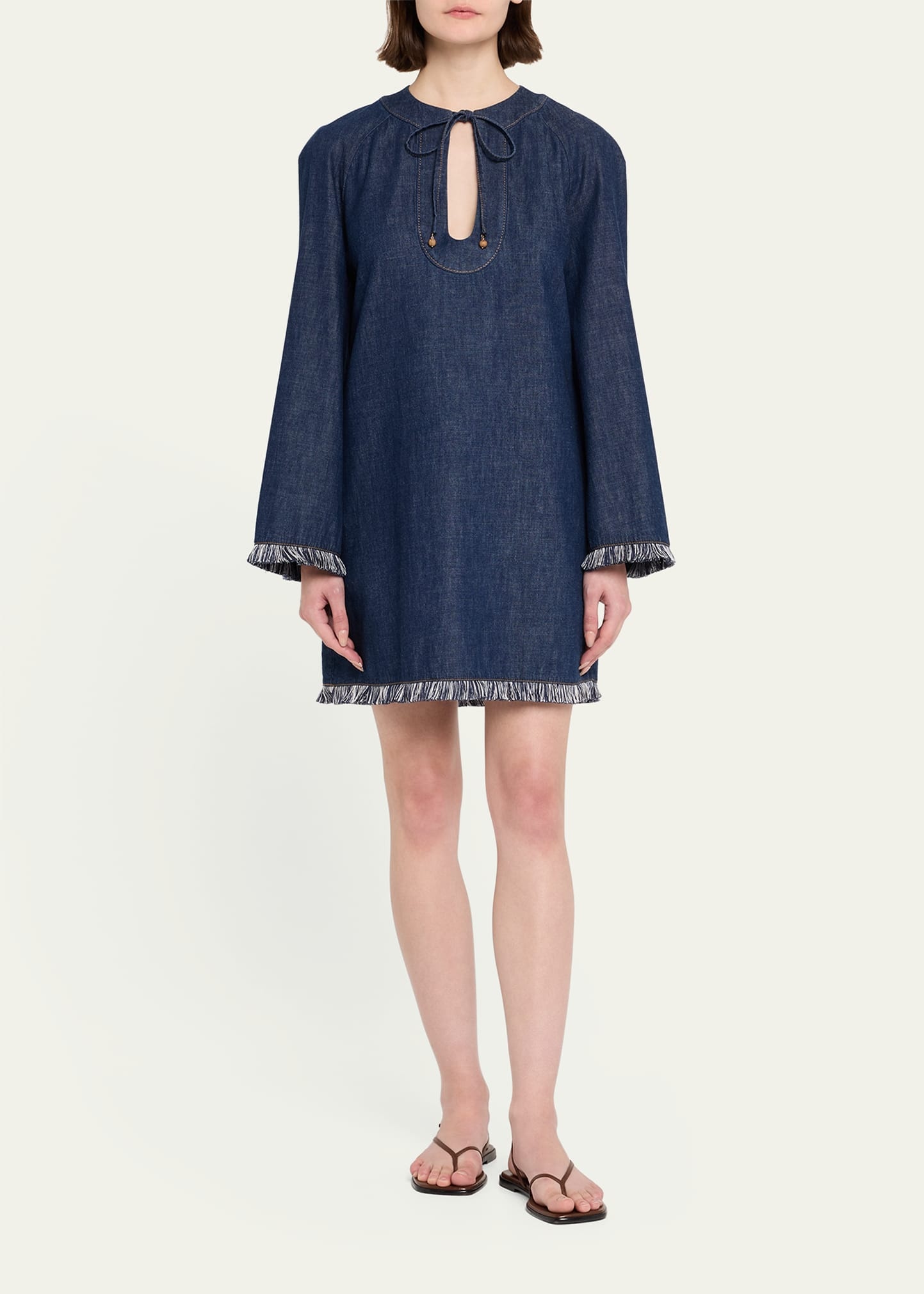 Rhiannon Fringe Denim Mini Dress - 2