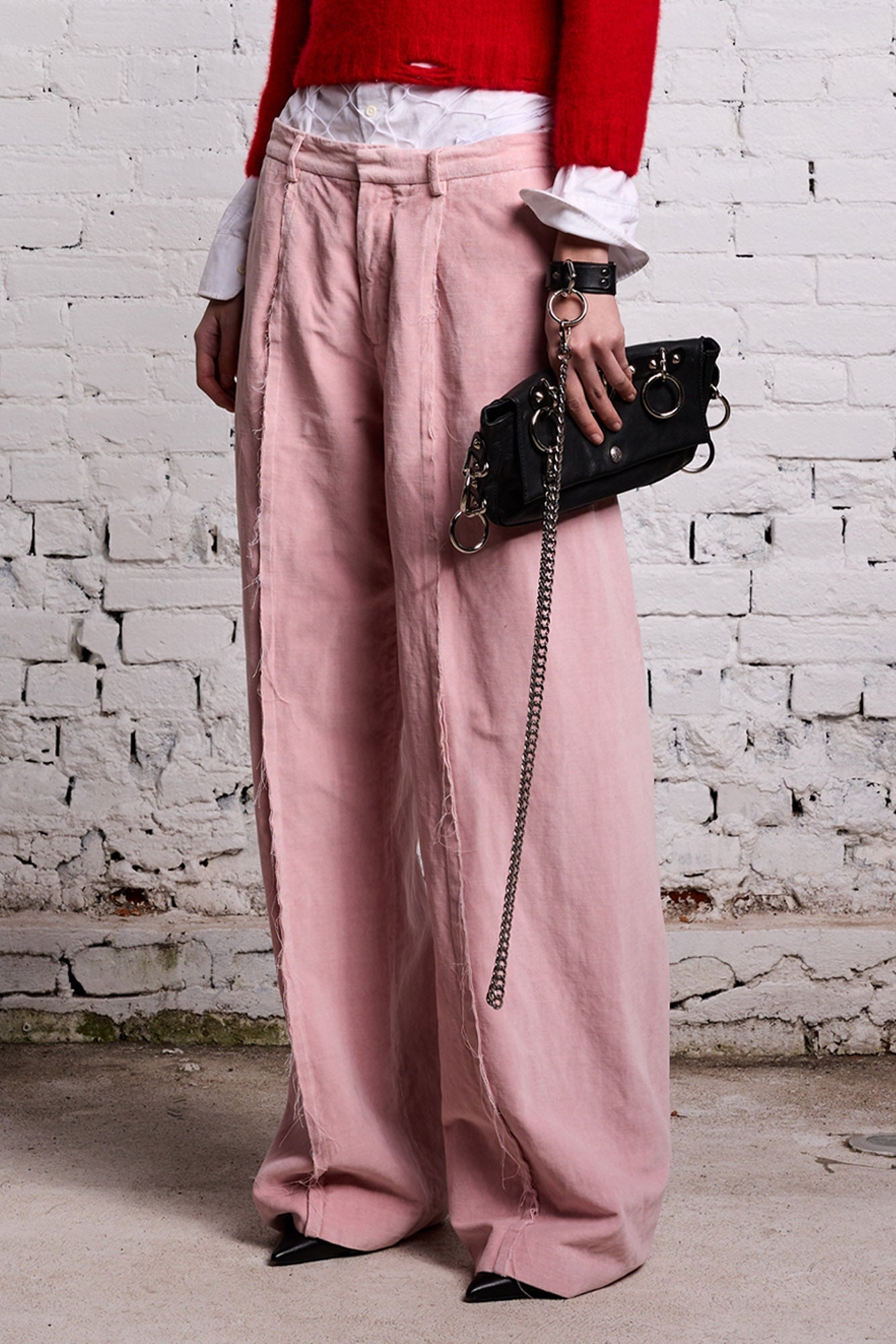 INVERTED TROUSER - PINK VELVET - 2