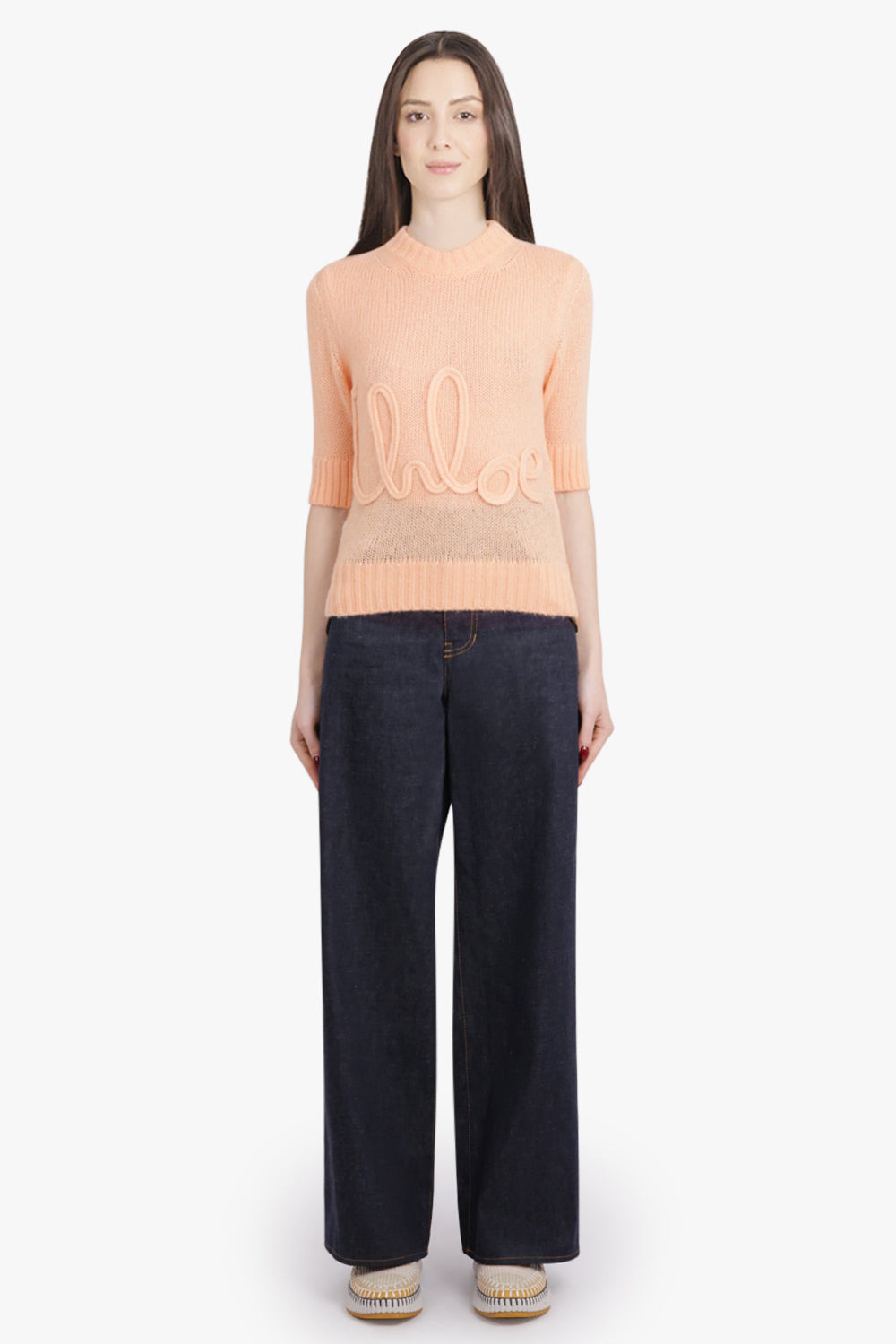 SIGNATURE EMBROIDERY LOGO 3/4 SLEEVE KNIT | PEACH ORANGE - 4