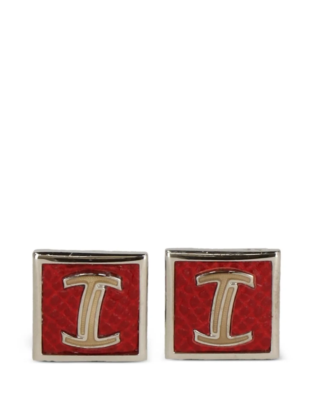 square-frame logo cufflinks - 1